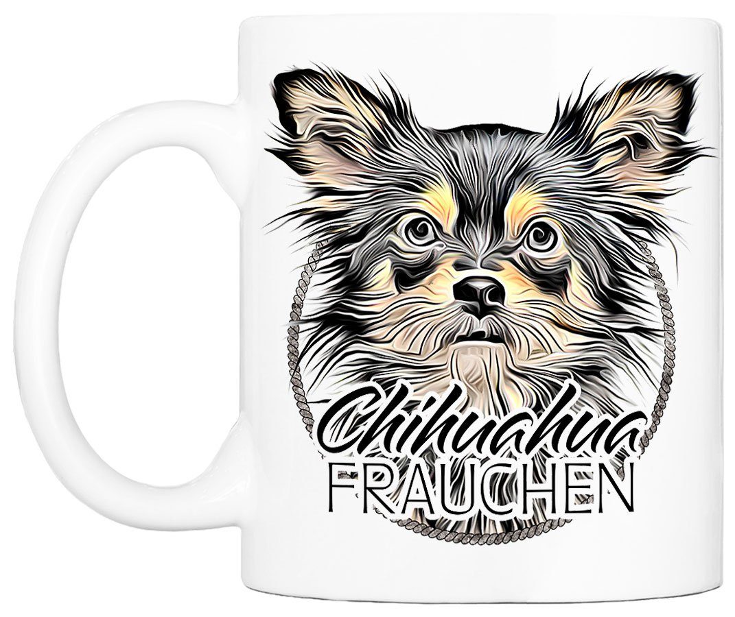 330 Hunderasse, Cadouri Tasse Kaffeetasse Geschenk, handgefertigt, mit FRAUCHEN - Keramik, beidseitig ml für CHIHUAHUA Hundefreunde, bedruckt,