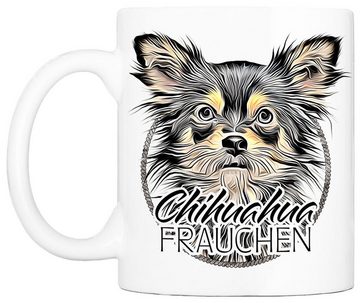 Cadouri Tasse CHIHUAHUA FRAUCHEN - Kaffeetasse für Hundefreunde, Keramik, mit Hunderasse, beidseitig bedruckt, handgefertigt, Geschenk, 330 ml