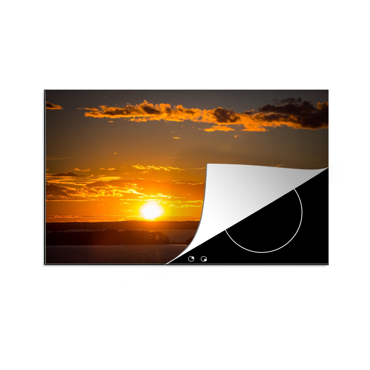 MuchoWow Herdblende-/Abdeckplatte Sonnenuntergang mit Wolken, Vinyl, (1 tlg), 81x52 cm, Induktionskochfeld Schutz für die küche, Ceranfeldabdeckung