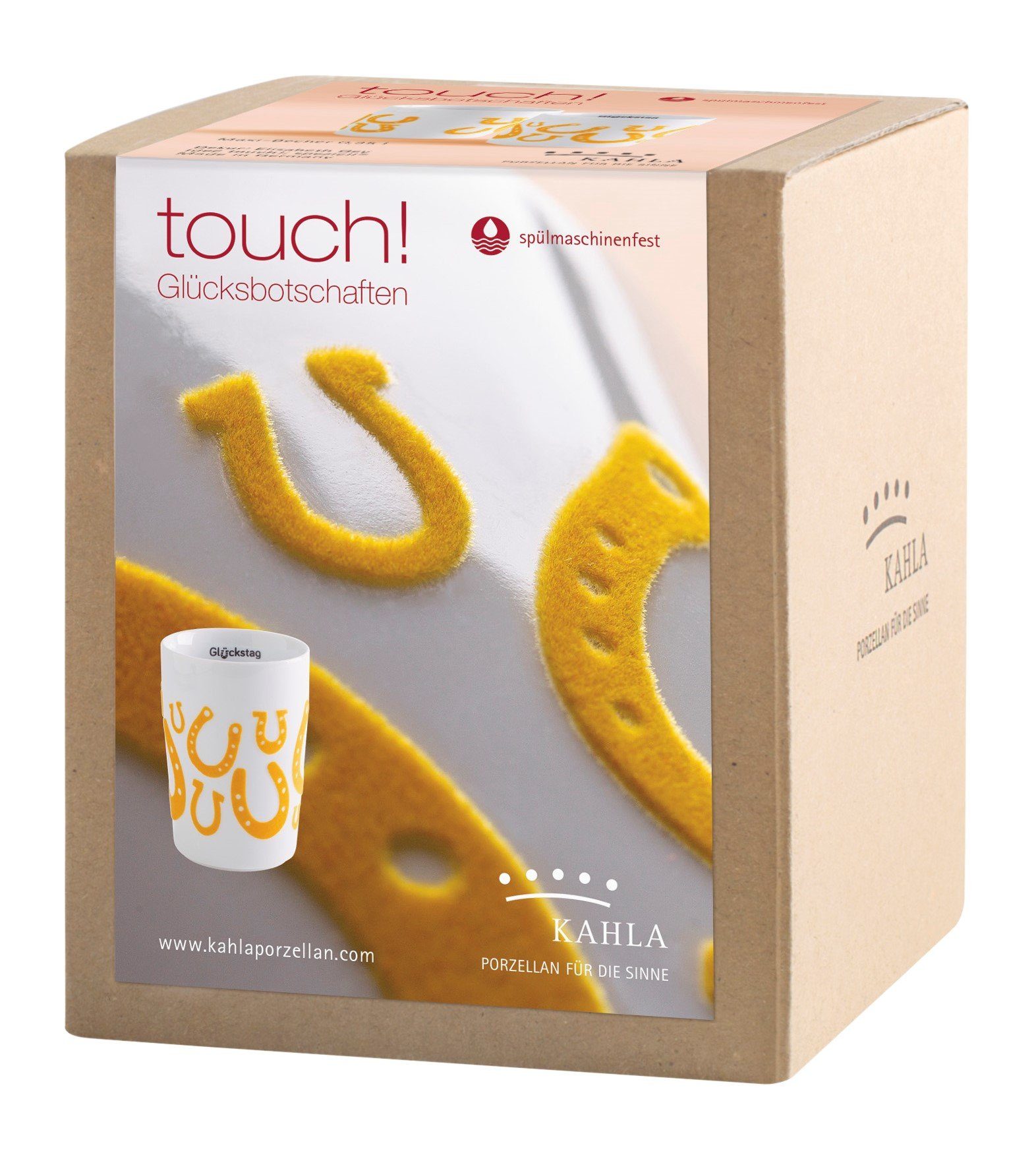 Porzellan, Glücksbotschafter Made 0,35 l, Orange-Gelb in Becher Germany touch! Kahla
