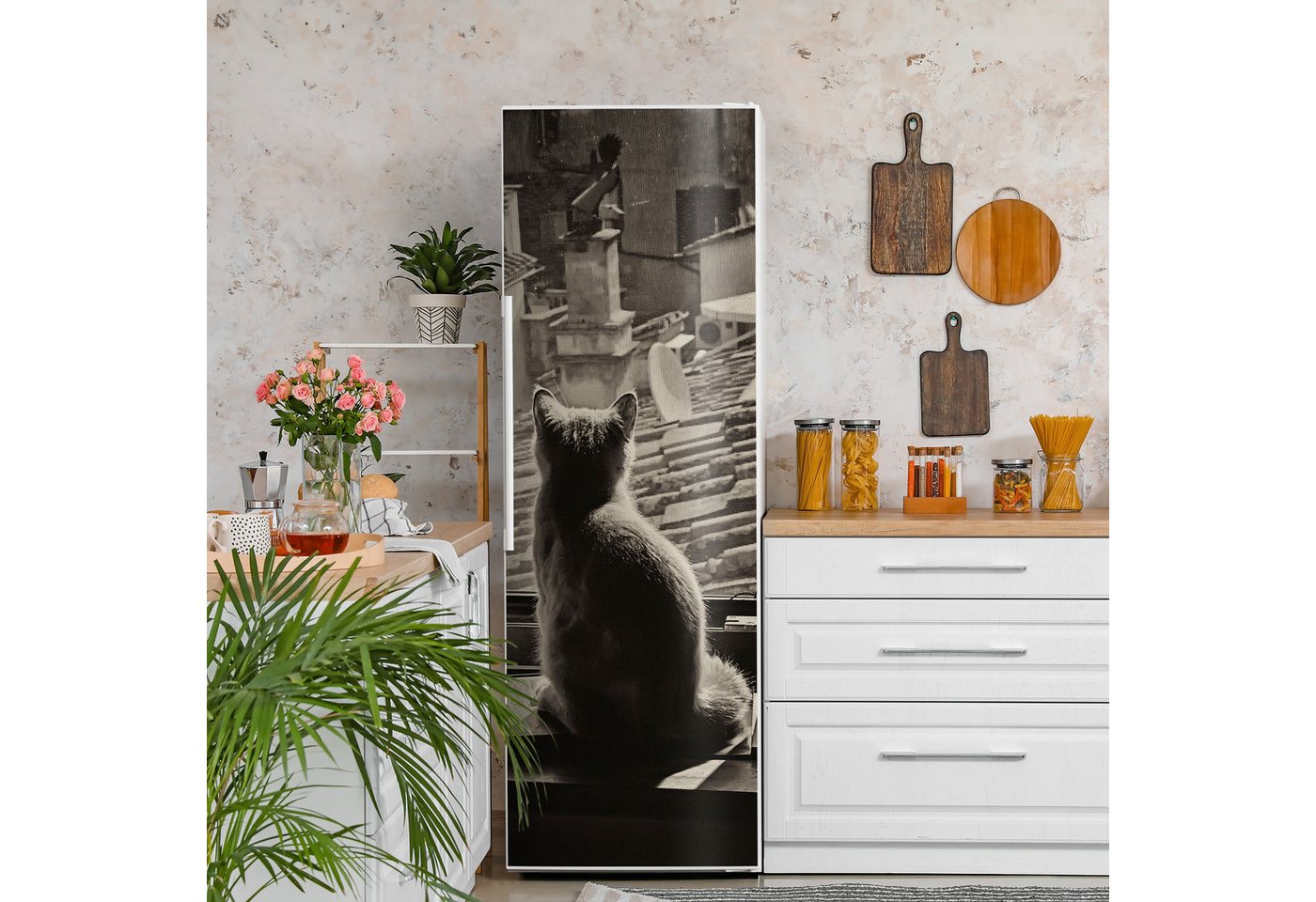 Thumbnail - DEQORI Magnetfolie 'Katzen auf Fensterbrett', Kühlschrank Magnetmatte magnetisch Magnetfolie Folie Schutz