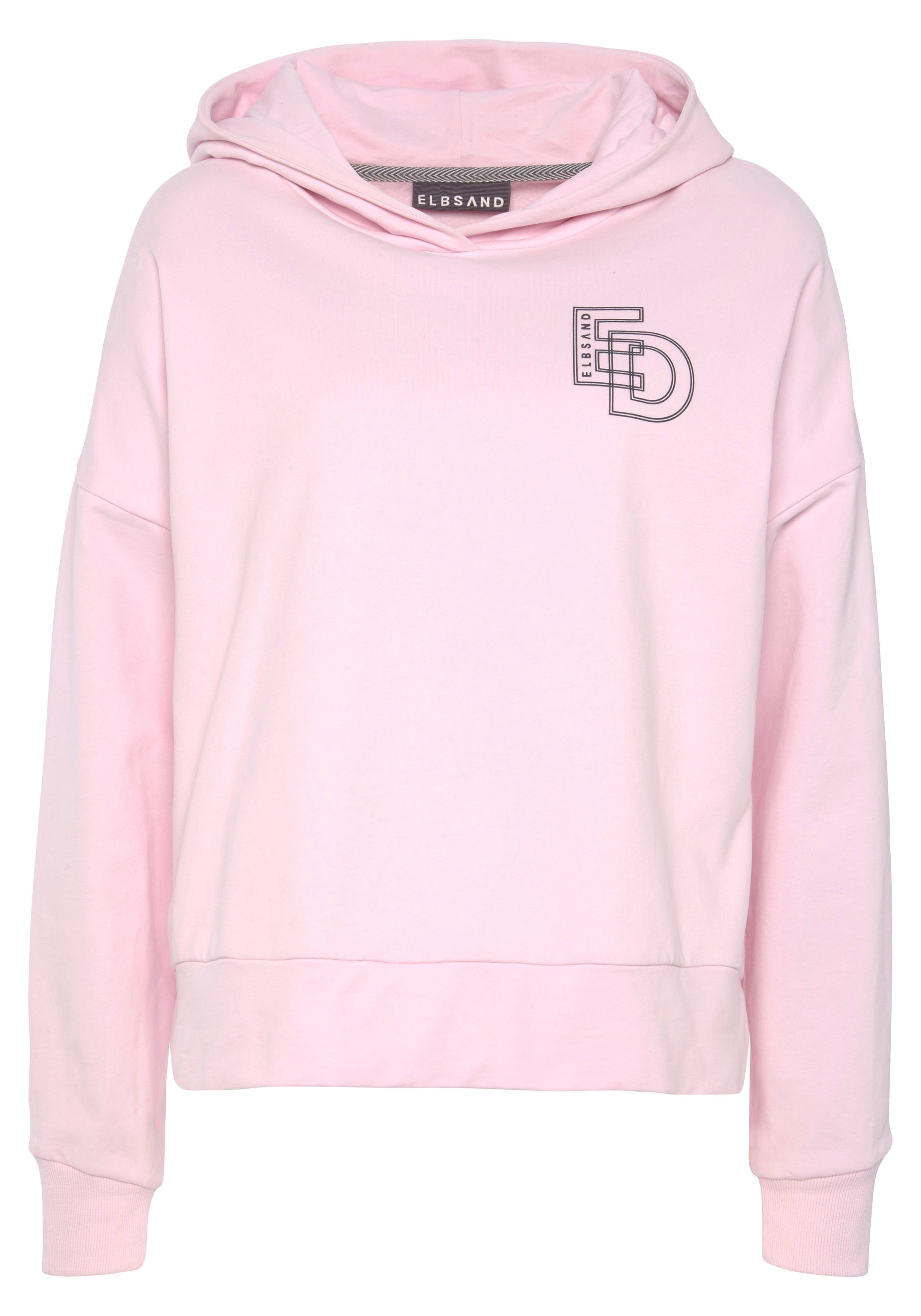 Elbsand Kapuzensweatshirt mit großem Logodruck auf dem Rücken, bequemer Hoodie aus Baumwolle