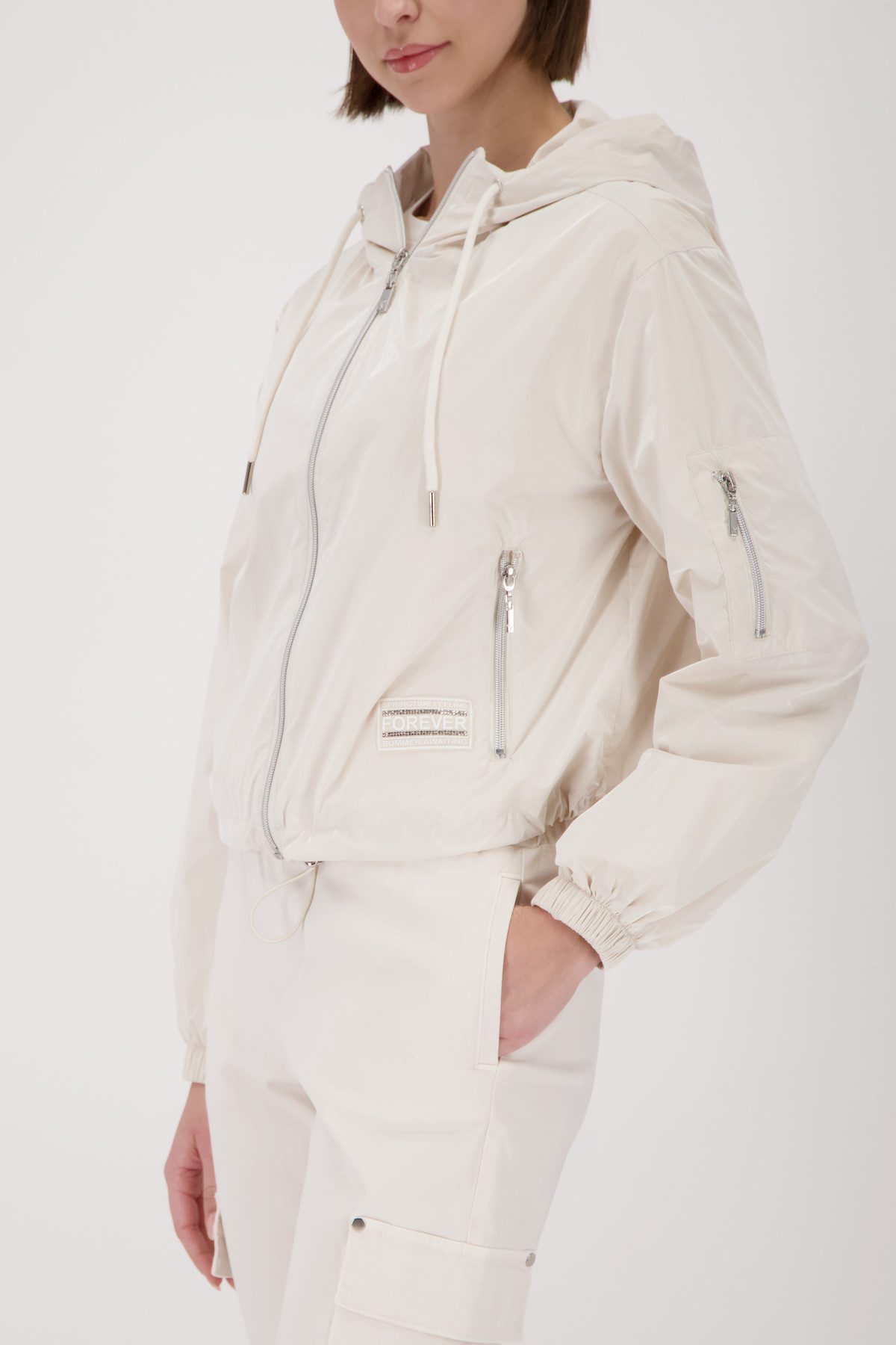 Monari Kurzjacke Basic Glanznylon Regular fit mit Reißverschlusstaschen