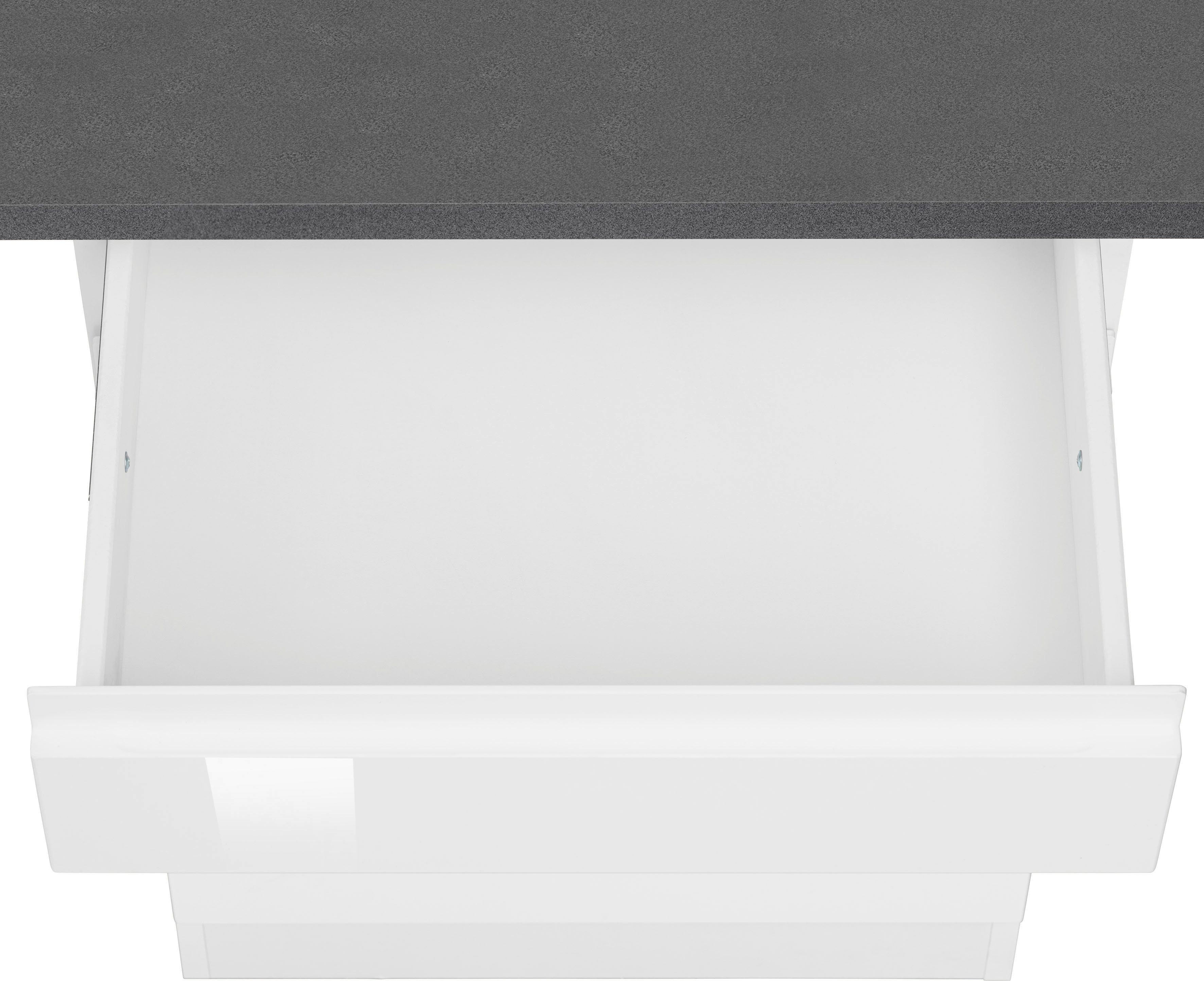 MÖBEL Hochglanz/weiß-anthrazit Virginia, | Hochglanz | weiß HELD Küche E-Geräten 280 cm, mit weiß weiß Breite wahlweise