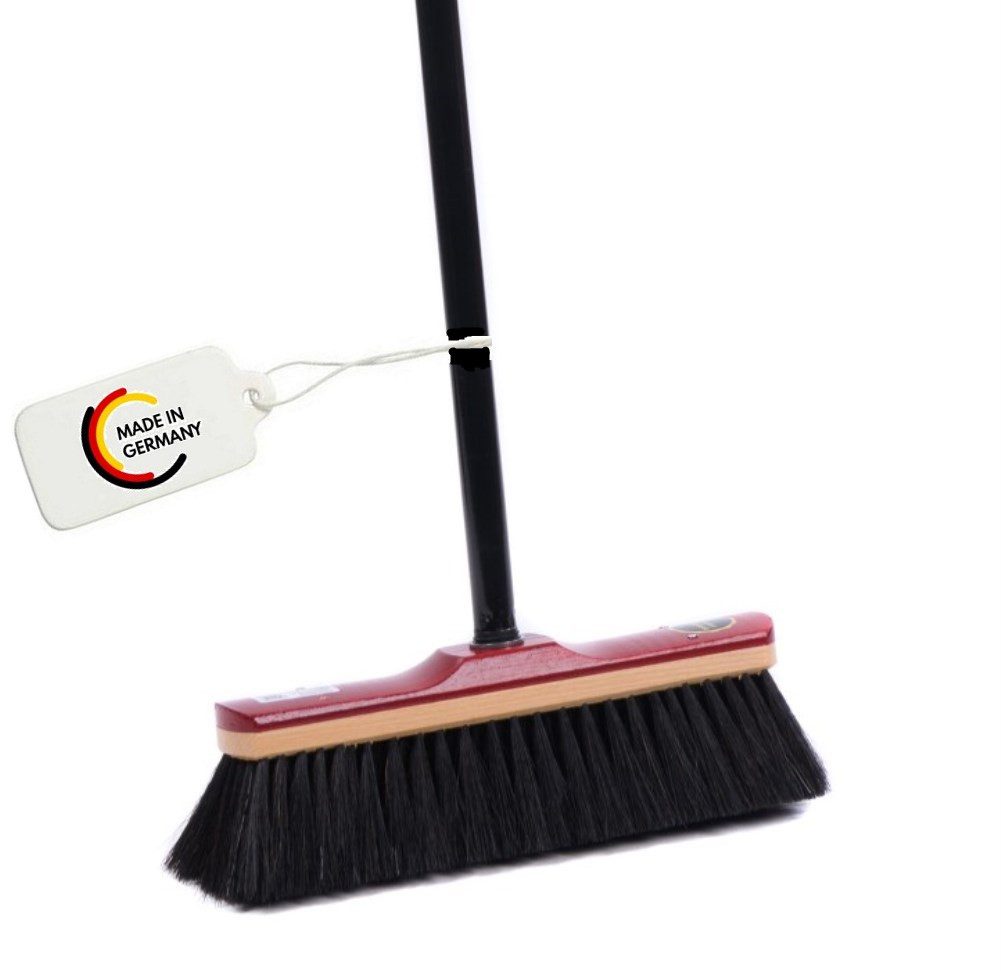 BawiTec Kehrgarnitur Echt Roßhaarbesen mit Teleskopstiel Rosshaar Zimmerbesen Stubenbesen, Fliesen, Laminat, Vinyl, Parkett, Holzböden, PVC-Böden, Steinböden, Keramikböden, Glasböden, Rosshaar-Borsten, Teleskosptiel