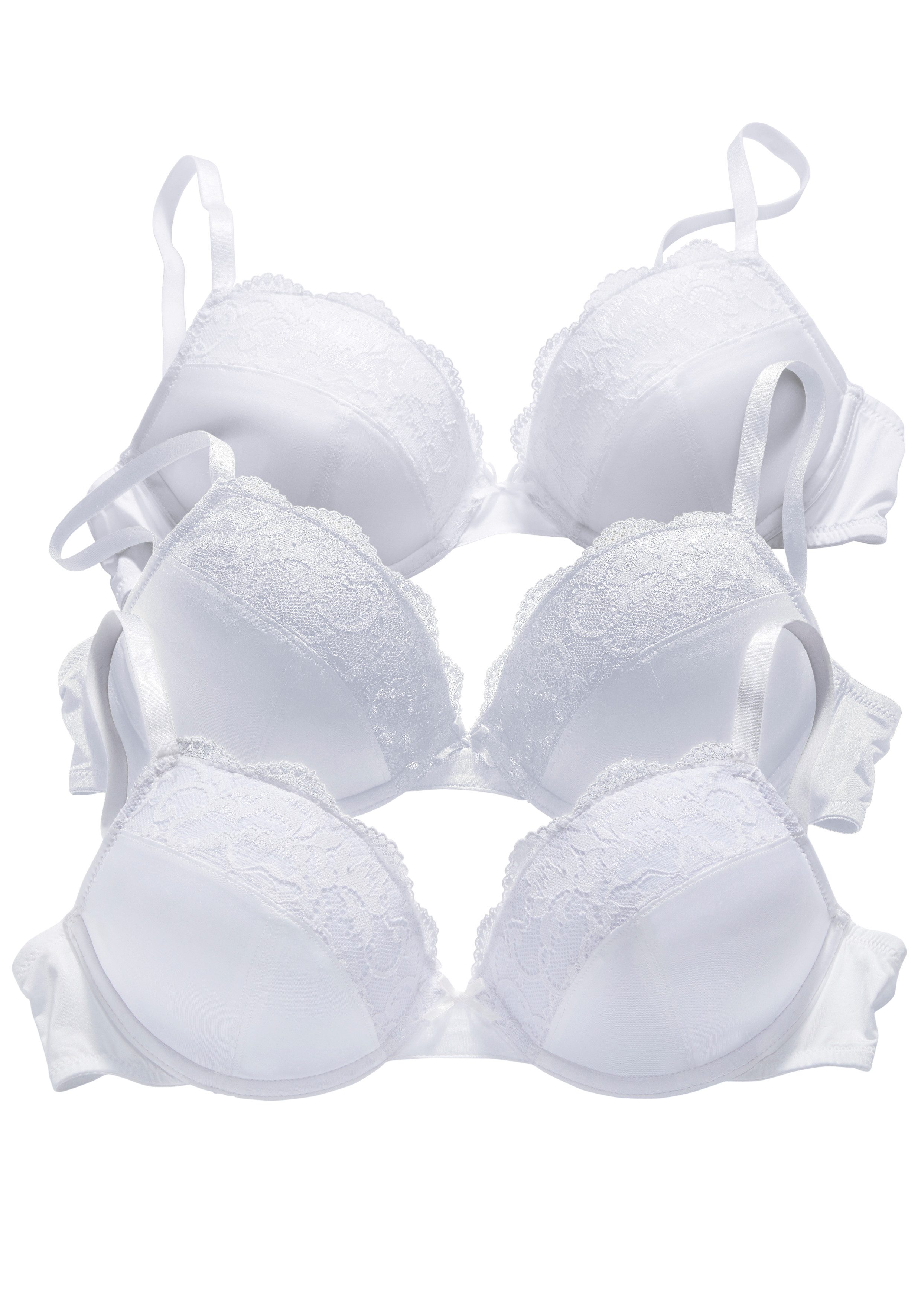 petite fleur by Lascana Push-up-BH (Packung, 3 Stück) mit Bügel & herausnehmbaren Kissen