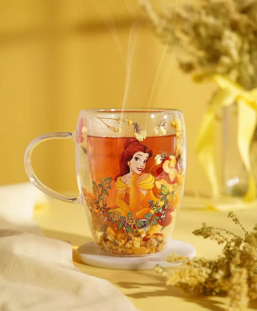 Disney Glas Designer Pastell Glas Belle Die Schöne & das Biest 3D Blumen Effekt, 1-tlg.