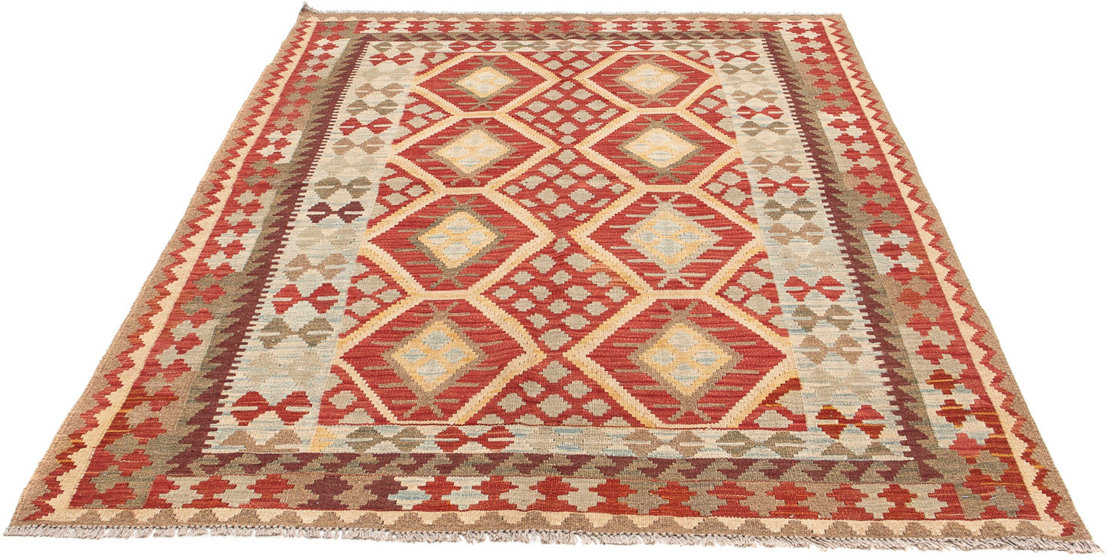 Wollteppich Kelim - Oriental - 199 x 149 cm - mehrfarbig, morgenland, rechteckig, Höhe: 4 mm, Wohnzimmer, Einzelstück