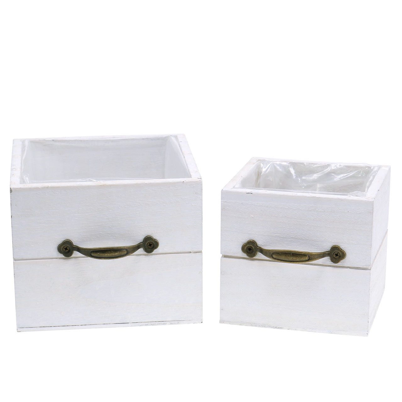 Viana Dekokorb Pflanzgefäß Holzschublade Weiß 15x15/12x12cm günstig online kaufen