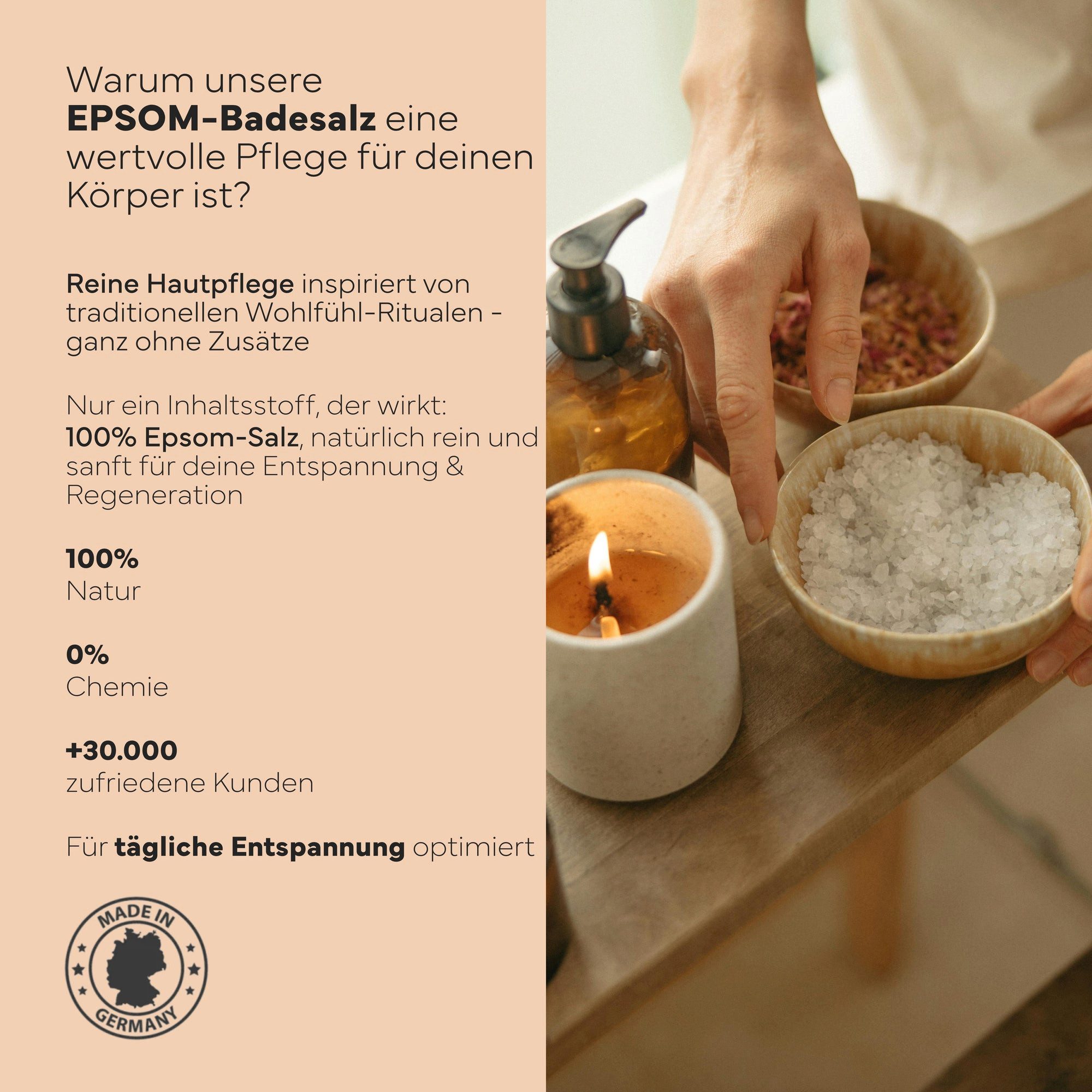 NATURE NATION Körperpflegemittel Epsom Salz Bittersalz Badesalz für Wellness & Peeling