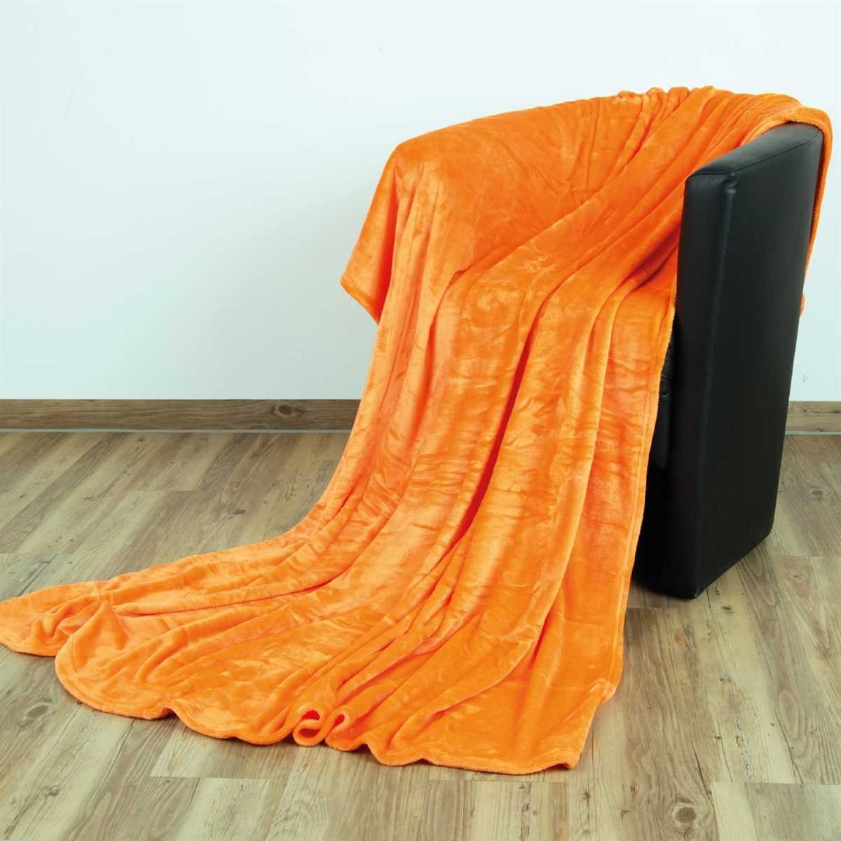 Wohndecke, Bestlivings, Kuscheldecke "Celina" - Orange - 150x200 cm (BxL) - hochwertige Flauschige Kuschel Decke in vielen Farben und Größen