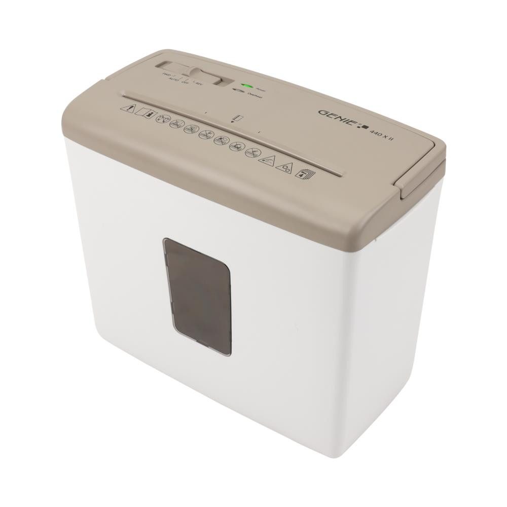 GENIE Aktenvernichter 440 X II Cross-Cut-Papierschredder P-4, 9-Liter-Behälter, Sichtfenster, Rücklauf, Überhitzungsschutz