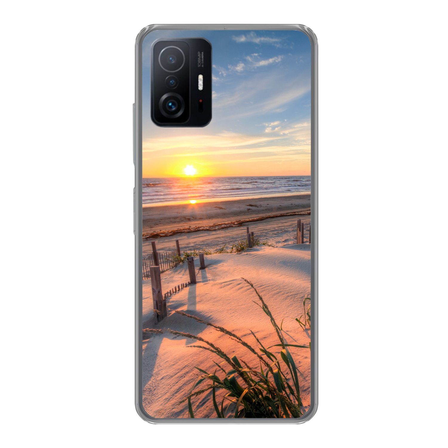 MuchoWow Handyhülle für Xiaomi 11T Pro Strand - Meer - Düne - Sonnenuntergang - Landschaft, Phone Case, Silikon, Schutzhülle Dünn