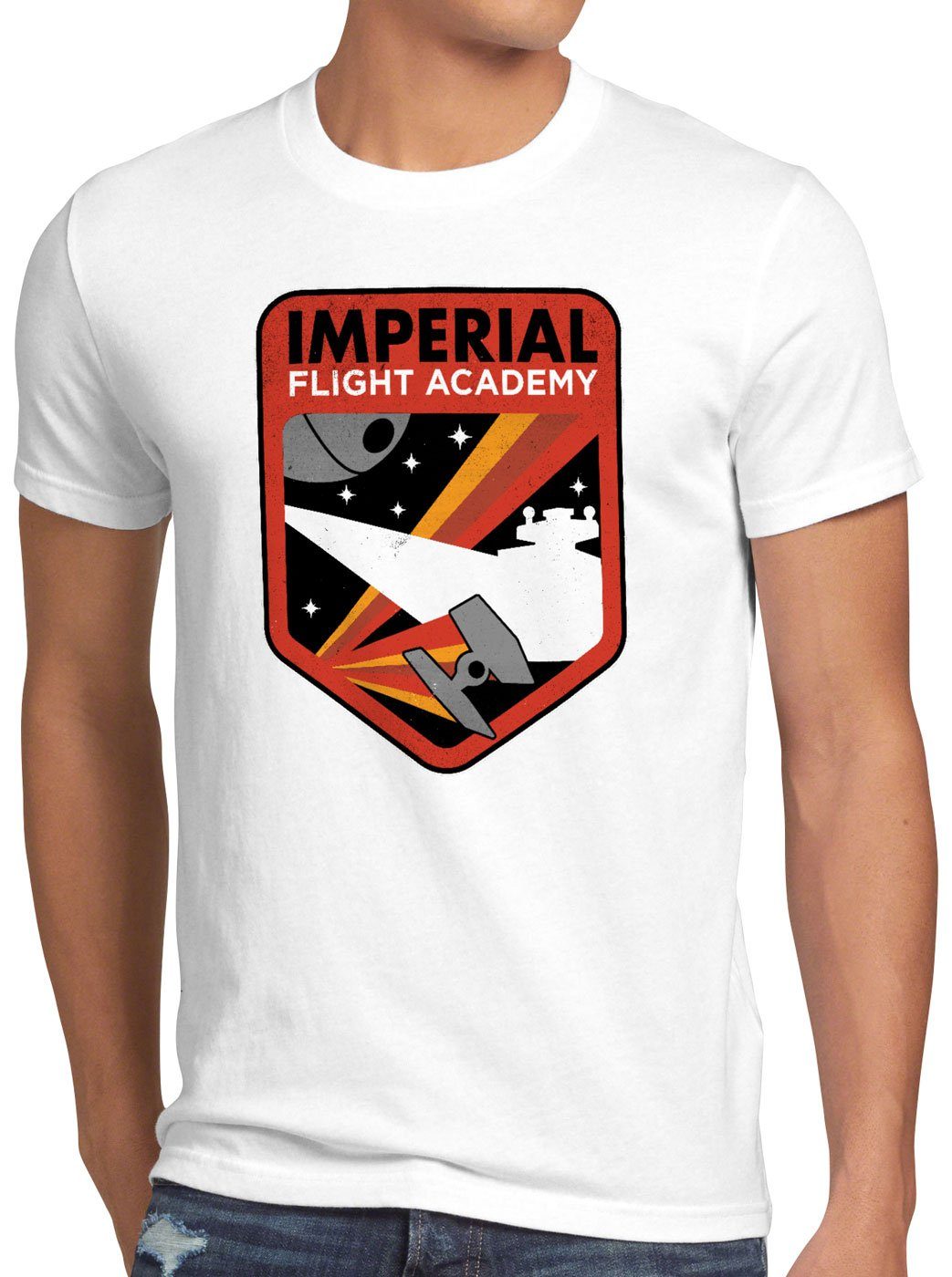 style3 Print-Shirt Herren T-Shirt Imperial Flight sternenzerstörer tie weiß