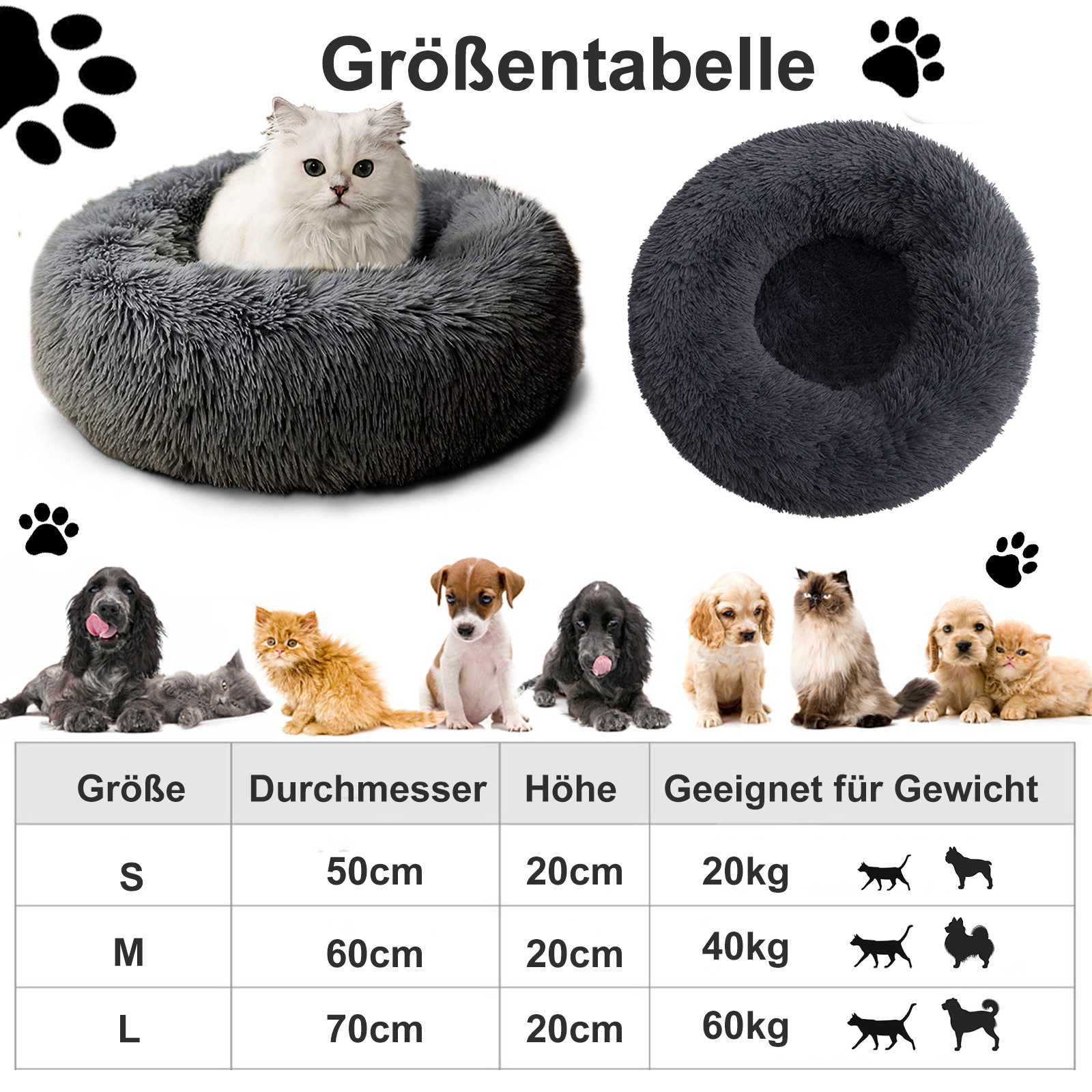 CALIYO Tierbett Tierbetten, Katzenbett waschbar Flauschiges Hundebett 50/60 günstig online kaufen