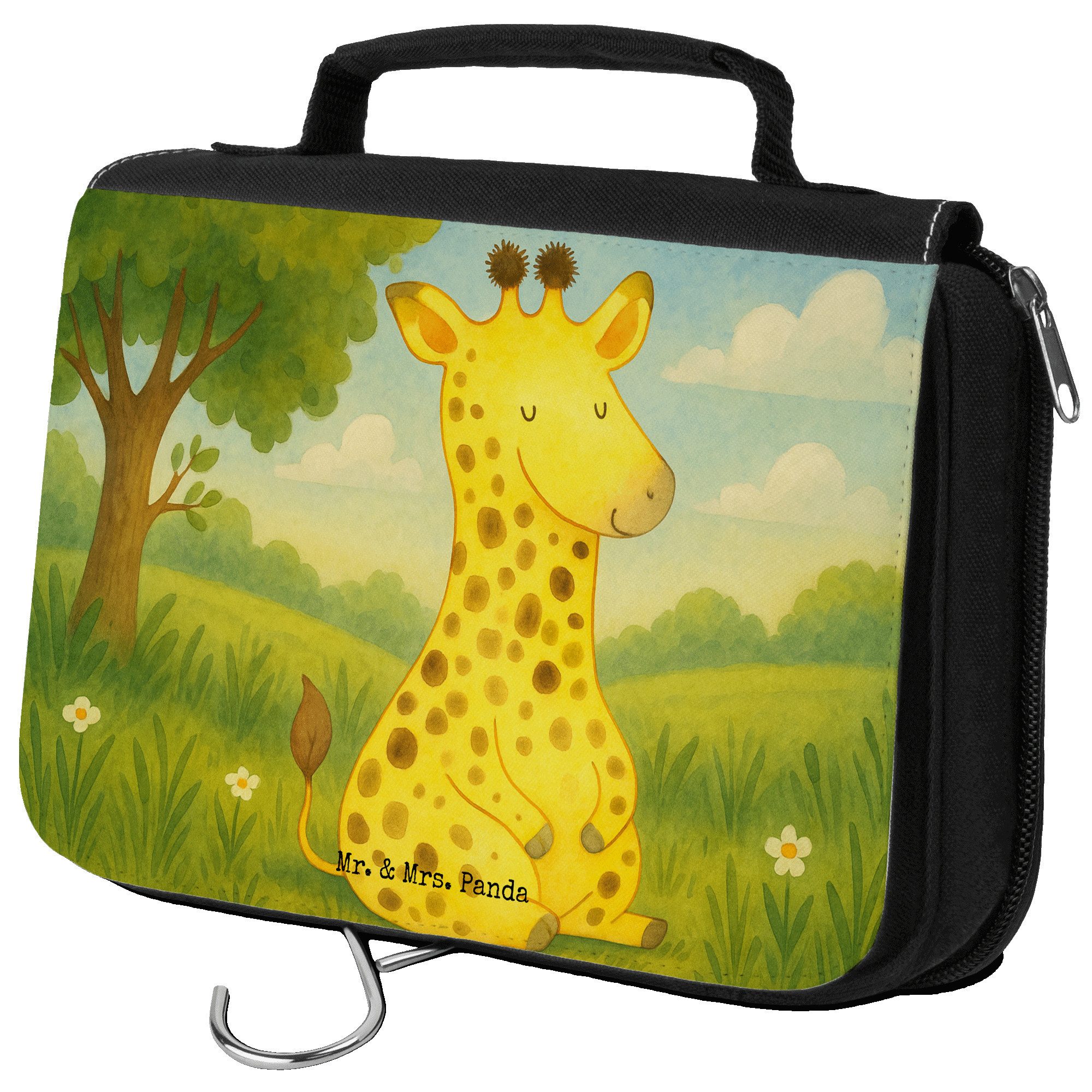 Kulturbeutel Giraffe Zufrieden Design, Kulturtasche, Weiß, Waschtasche, Reisebeute