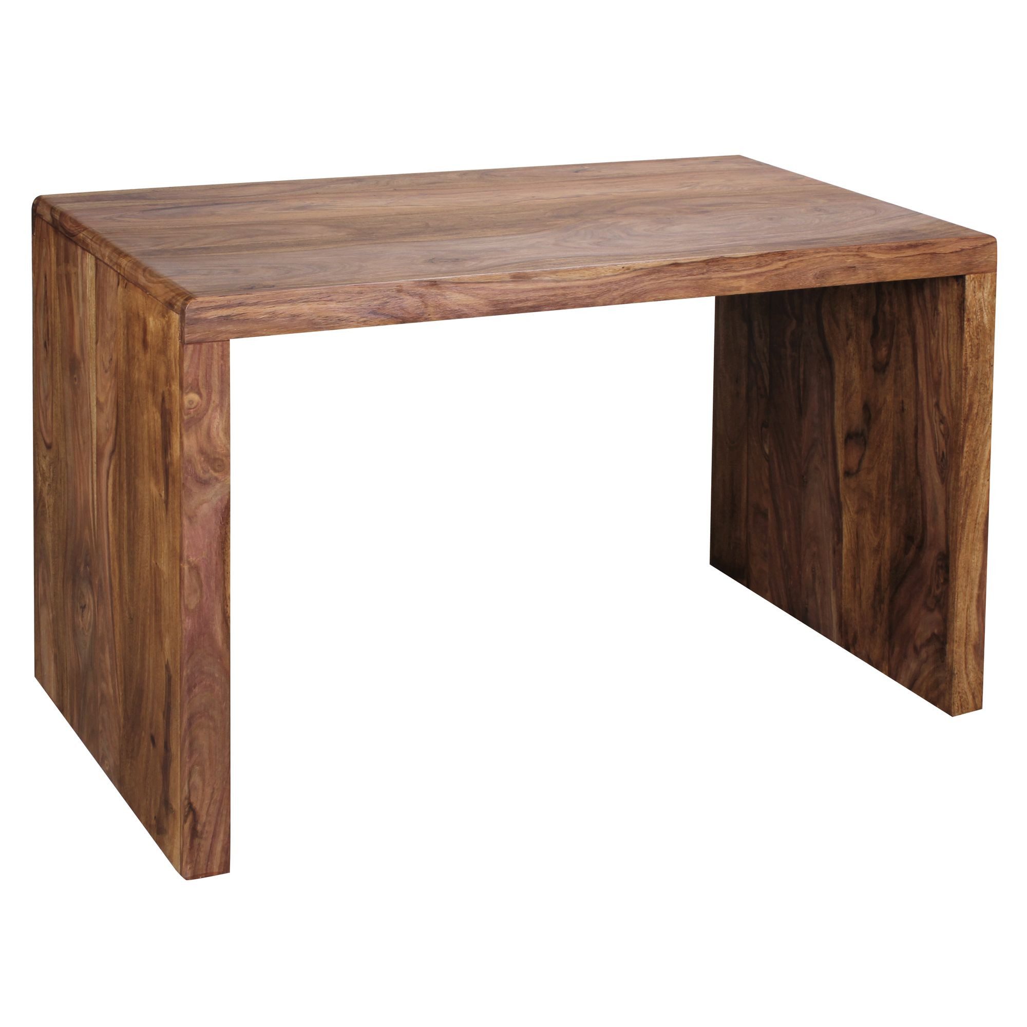 furnicato Schreibtisch Massivholz Walnuss Finish 120x60x76 cm Massivholz, Walnuss Finish (1-St), Handgefertigter Arbeitstisch mit Ablage und abgerundeten Ecken