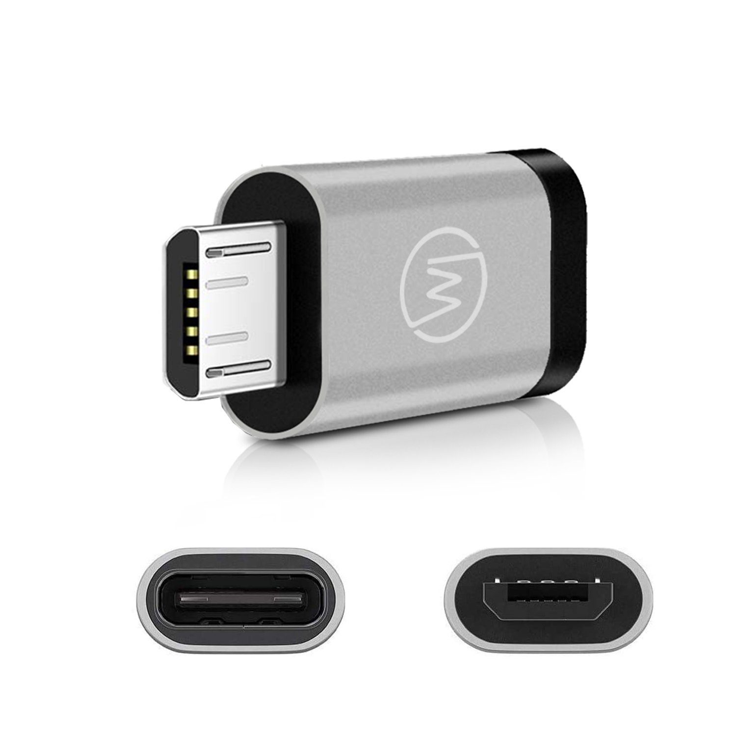 Wicked Chili MicroUSB Adapter für USB C Kartenlesegerät USB-Adapter MicroUSB zu USB-C, Aluadapter mit Typ C Buchse und Micro-USB-Stecker für OTG Handy / Tabl