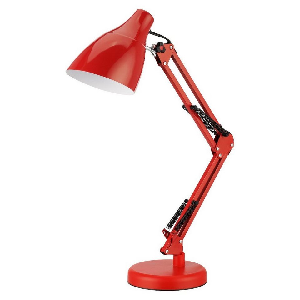 ADAKAT Schreibtischlampe E27 mit Gelenkarm und Schalter, rot