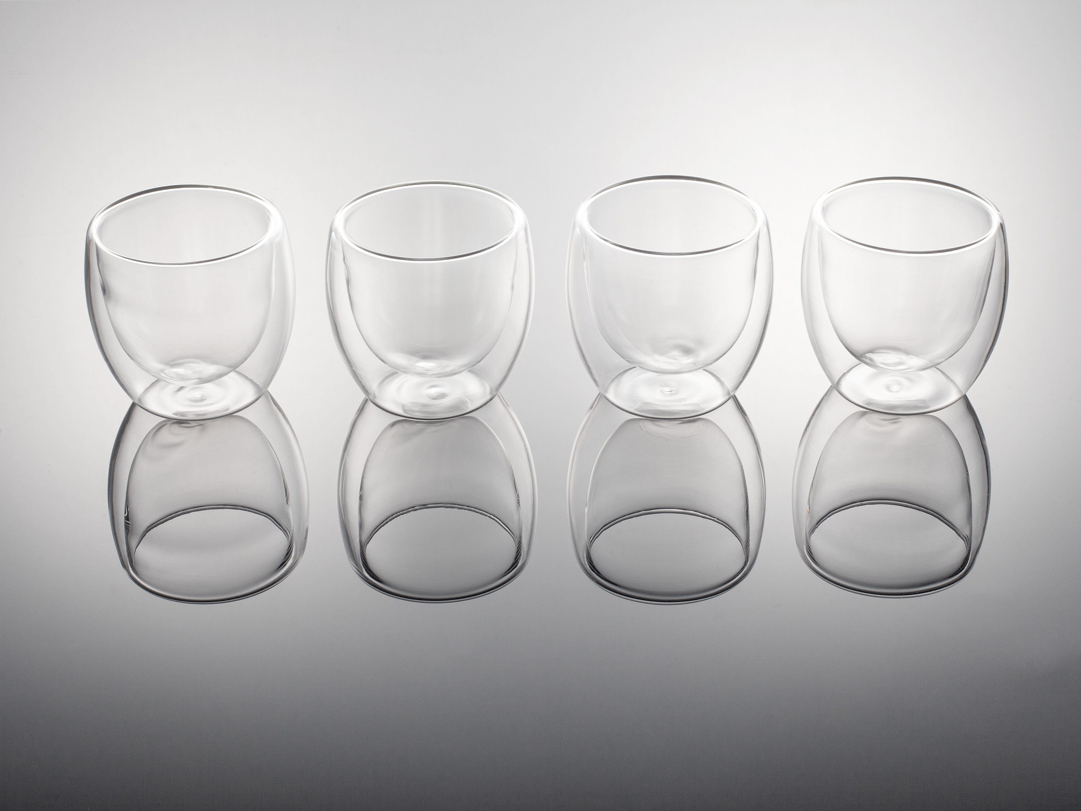 Hanseküche Espressoglas Doppelwandige Espressotassen 4er Set (4x80ml), Borosilikatglas, Hartes Borosilikatglas, Wärmehaltend