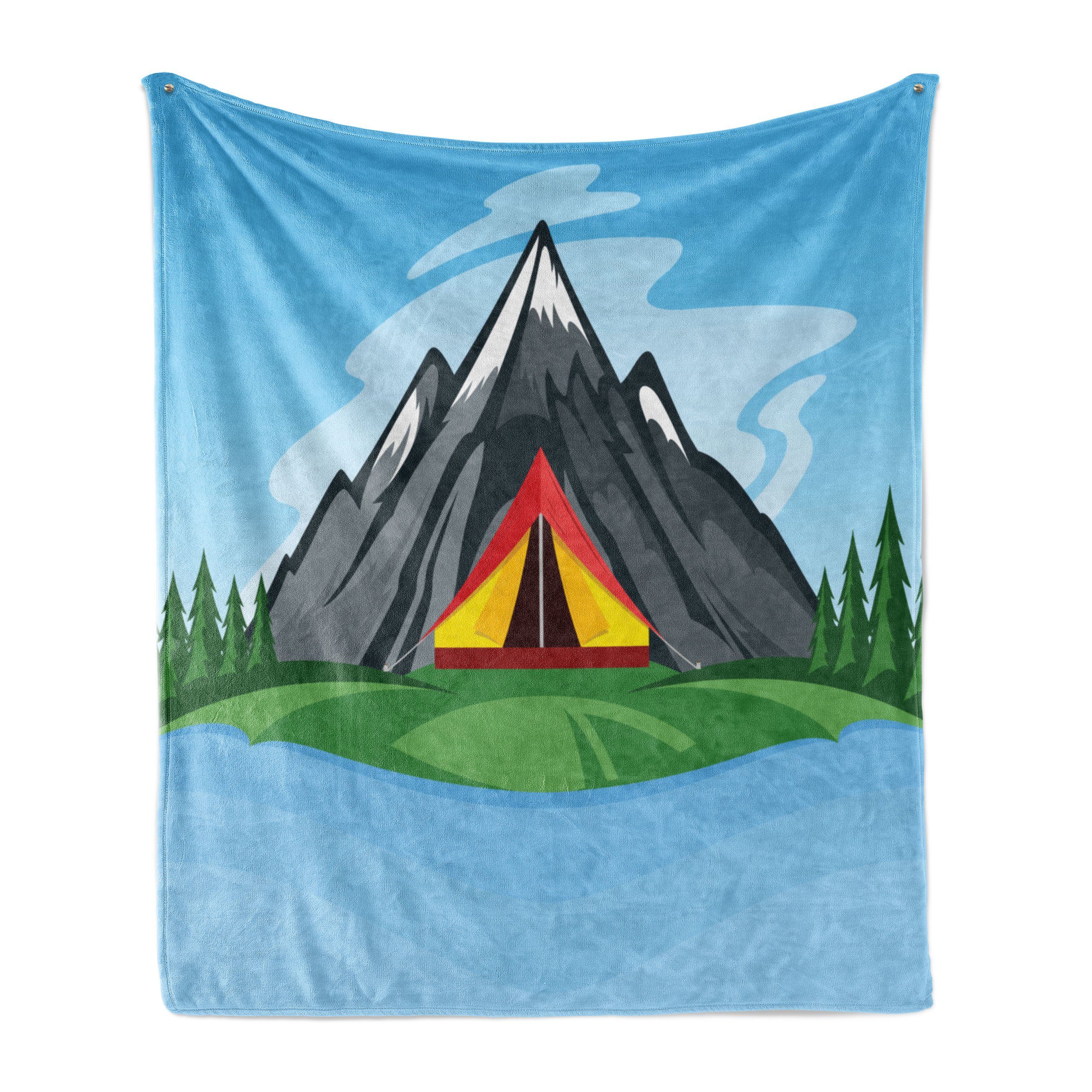 Camping-Karikatur Plüsch Wohndecke Berg Abakuhaus, Innen- für den Gemütlicher Außenbereich, und Colorado