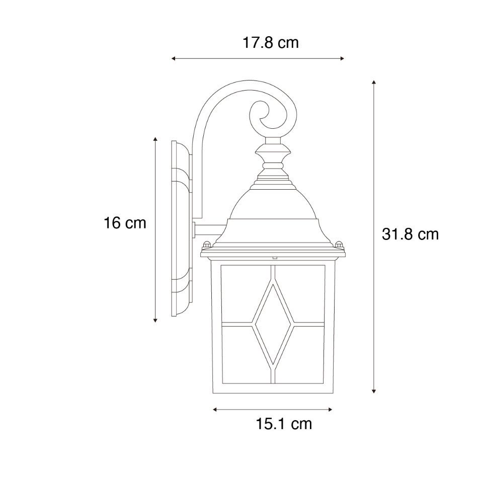 Qazqa Außen-Wandleuchte London, ohne Leuchtmittel, Kaltweiß, QAZQA Außen Wand­leuchte, e27, Grün, Aluminium, Landhaus
