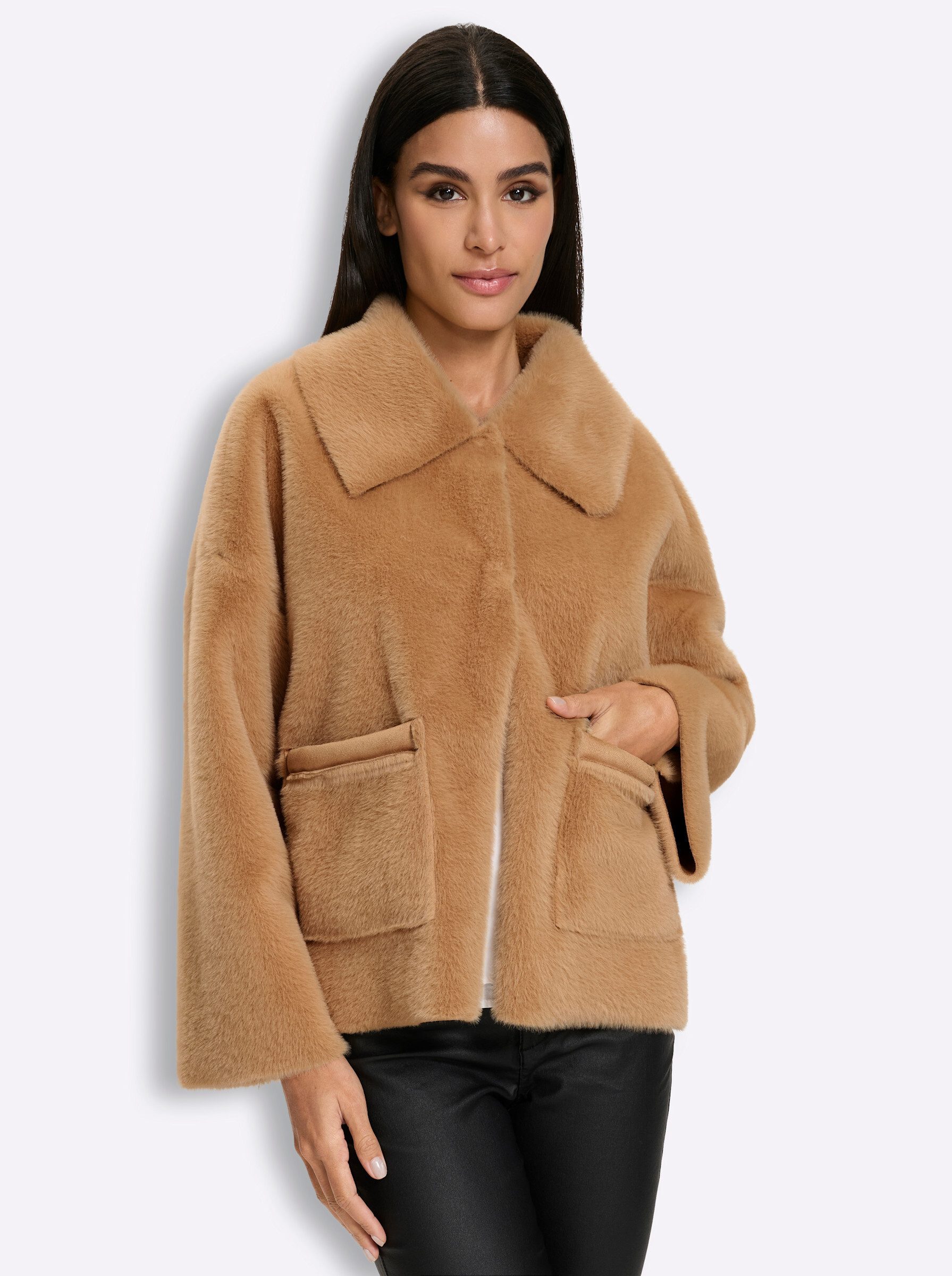 heine Allwetterjacke Fellimitat-Jacke Langarm