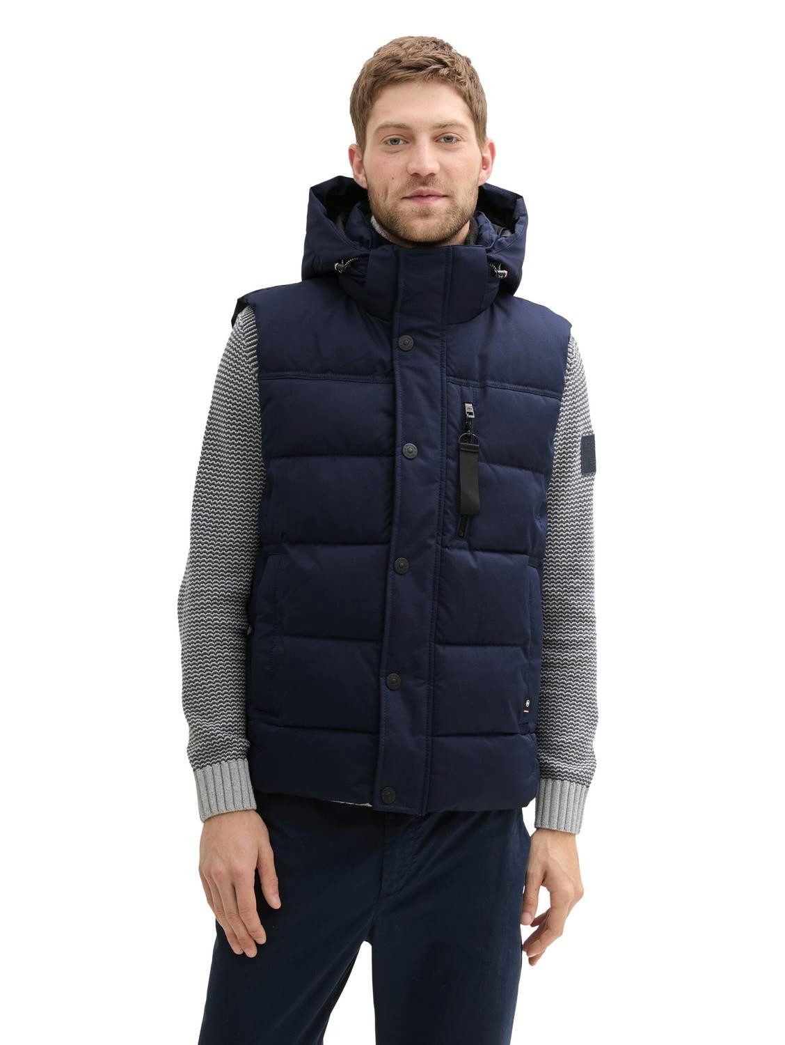 Outdoorjacke puffer vest with hood, sky captain blue