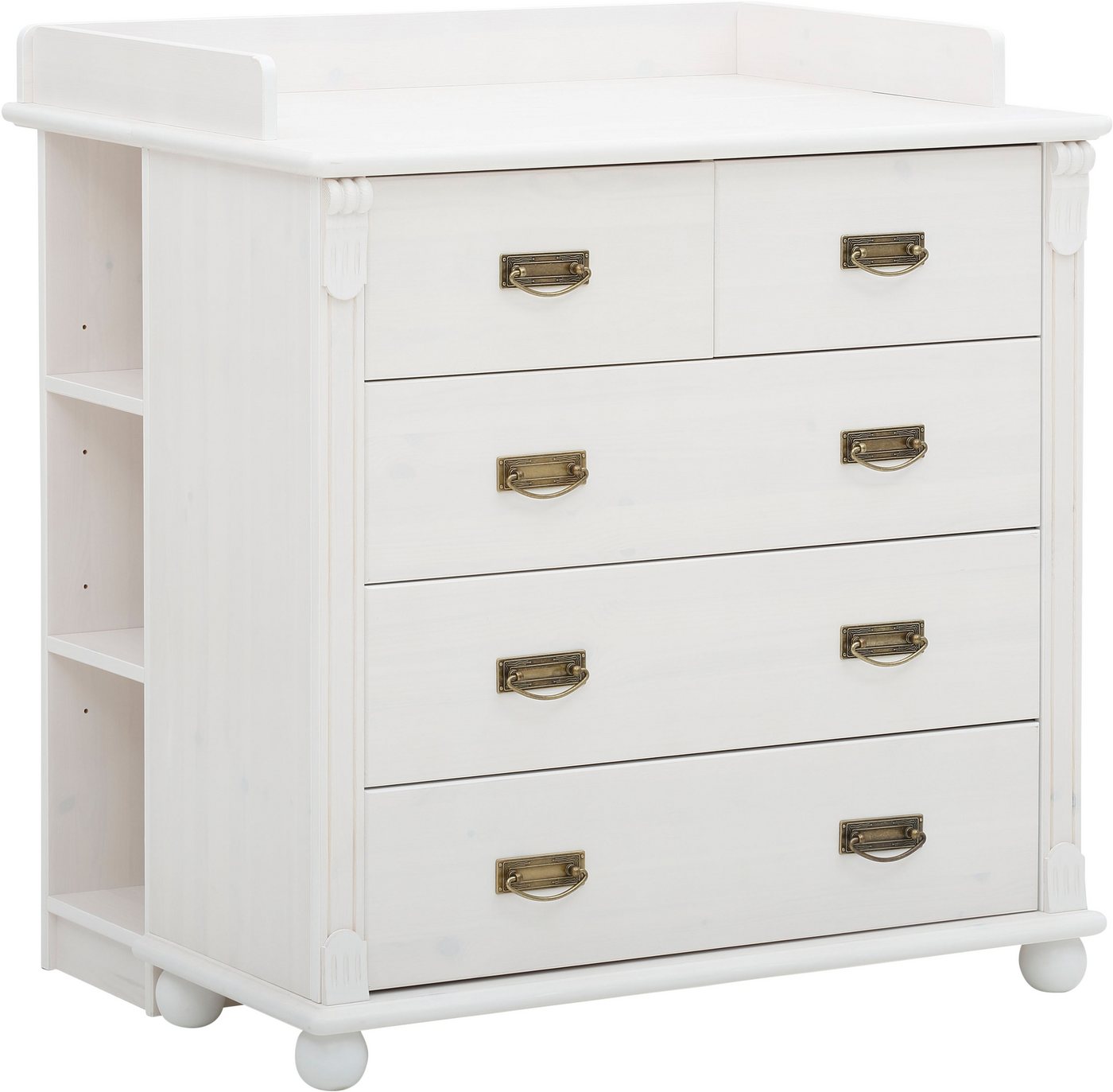 OTTO home Babyzimmer-Komplettset "Aimo", Landhausstil, stabile Qualität, edles Design, Messinggriffe, (Set, 3-tlg., Kinderbett, Schrank, Wickelkommode), aus Massivholz, FSC®-Holz aus gewissenhaft bewirtschafteten Wäldern