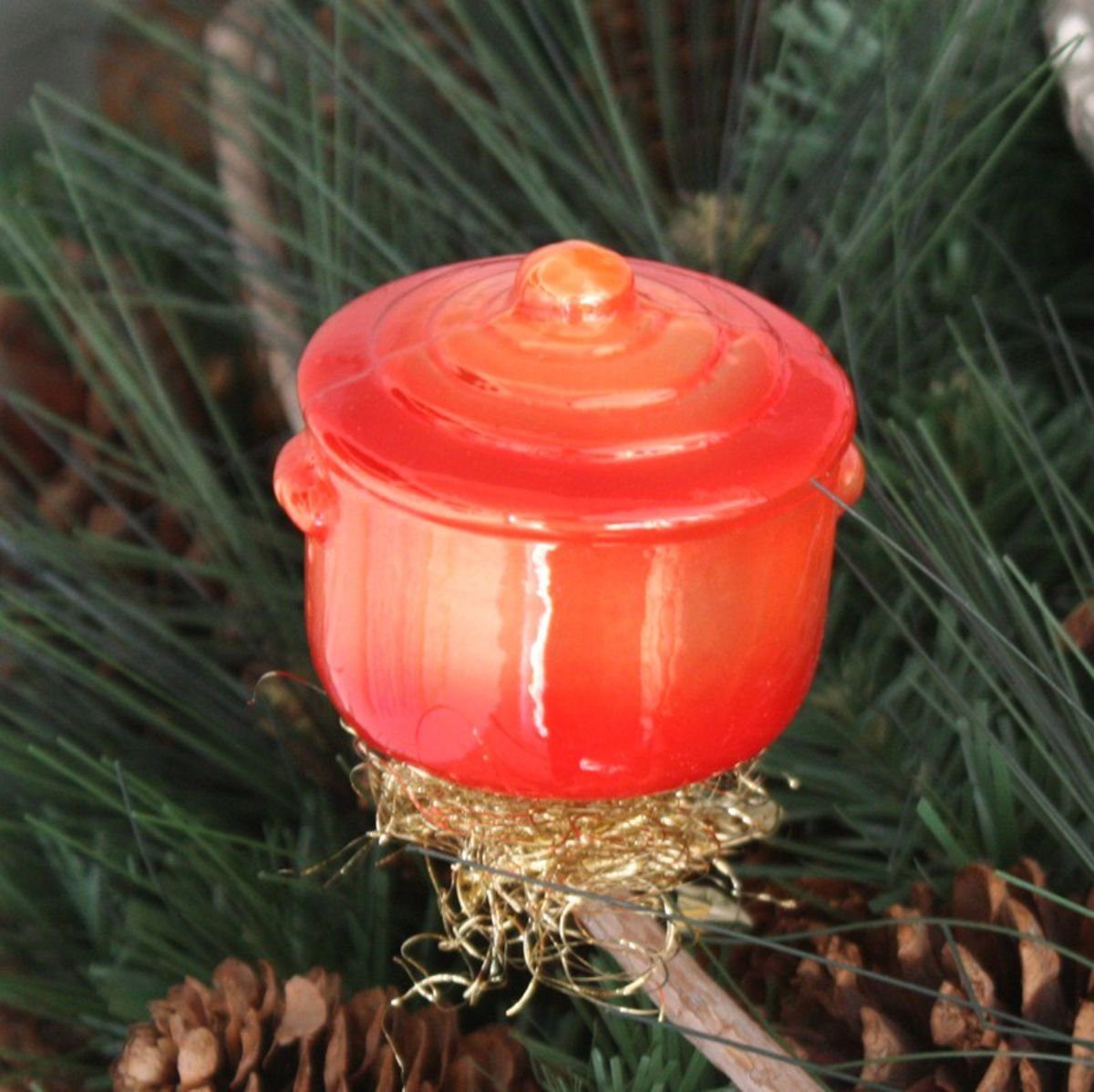 orange INGE-GLAS® (1-tlg) INGE-GLAS Weihnachts-Clip Koch-Topf Christbaumschmuck