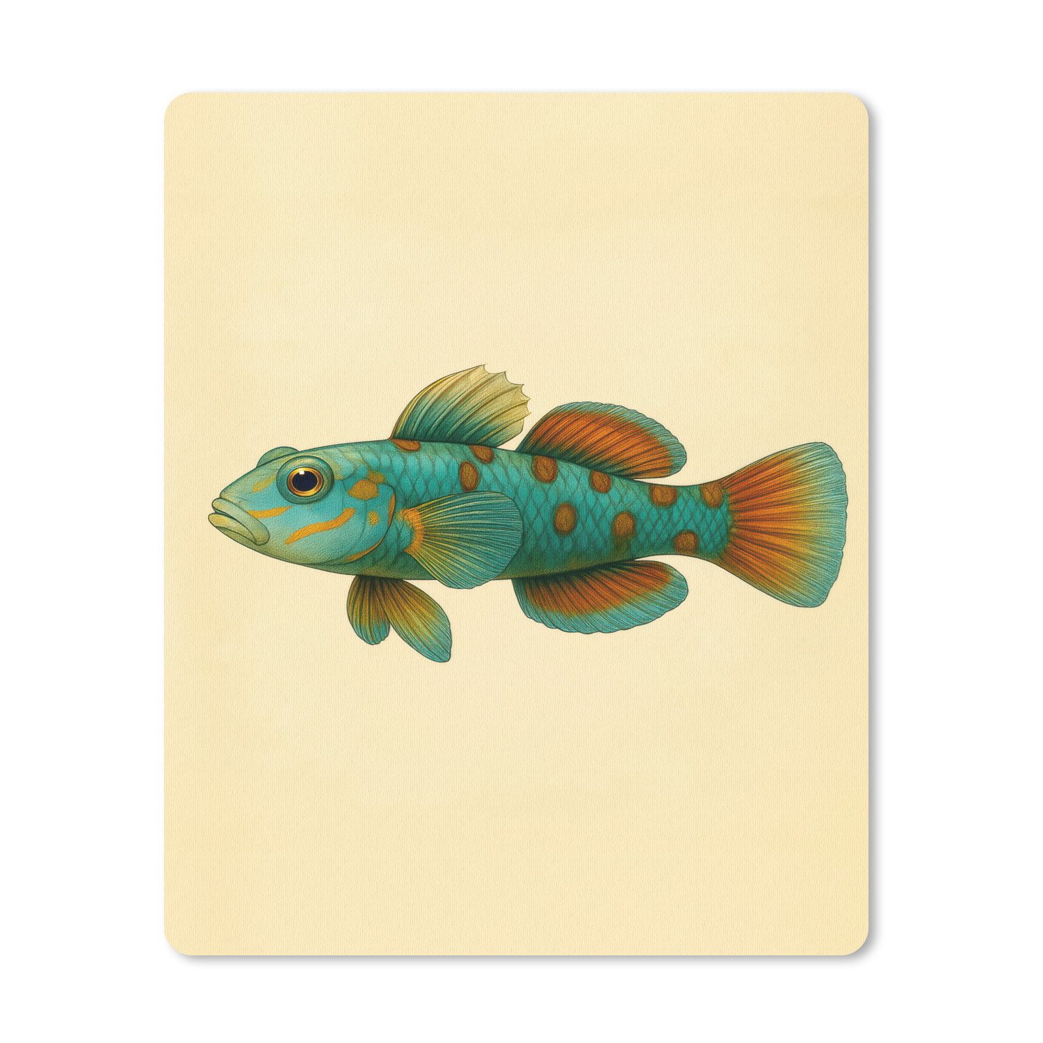 MuchoWow Mauspad Fisch - Blau - Tupfen - Schuppen (1-St), Gaming, Mousepad Klein, Büro Zubehör, Mausunterlage, 19x23 cm