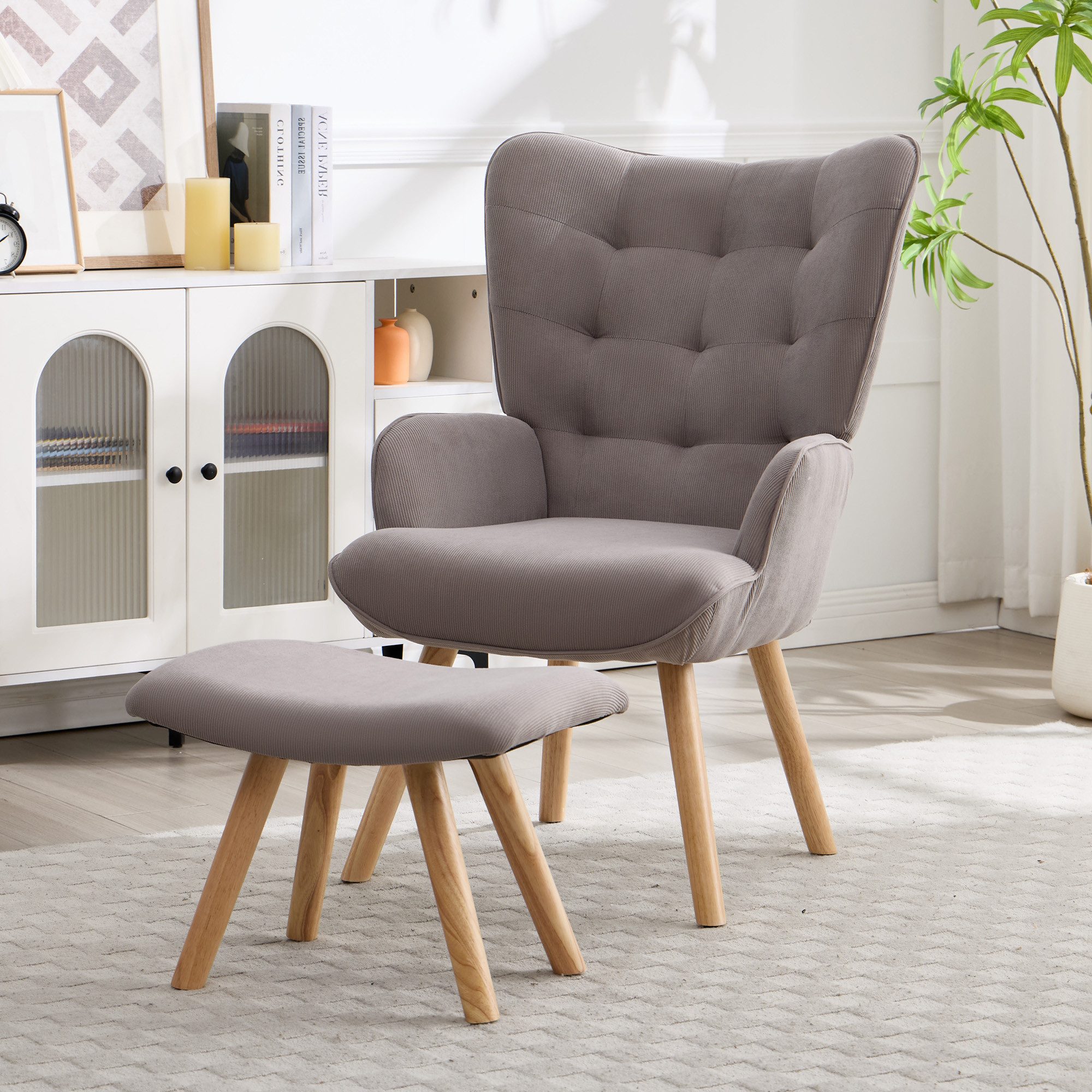 CANMOV Relaxsessel Moderner Relaxsessel mit Hocker, Bequemer Lounge Sessel für Wohnzimmer (1-St., bestehend aus Sessel und Hocker), Ergonomischer Polstersessel mit Hocker, Bequemer Lesesessel