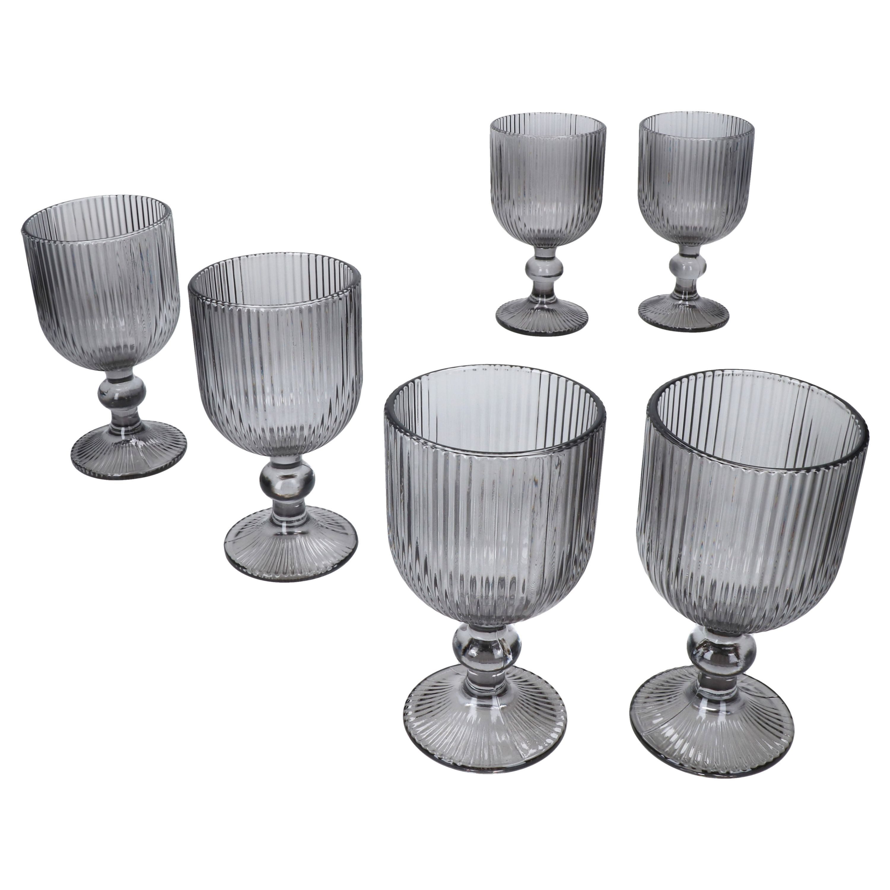 MamboCat Weinglas Agata 6x Weingläser grau 240ml Glas Relief Weißwein-Kelch Rotwein, Glas – Bild 2 von 5