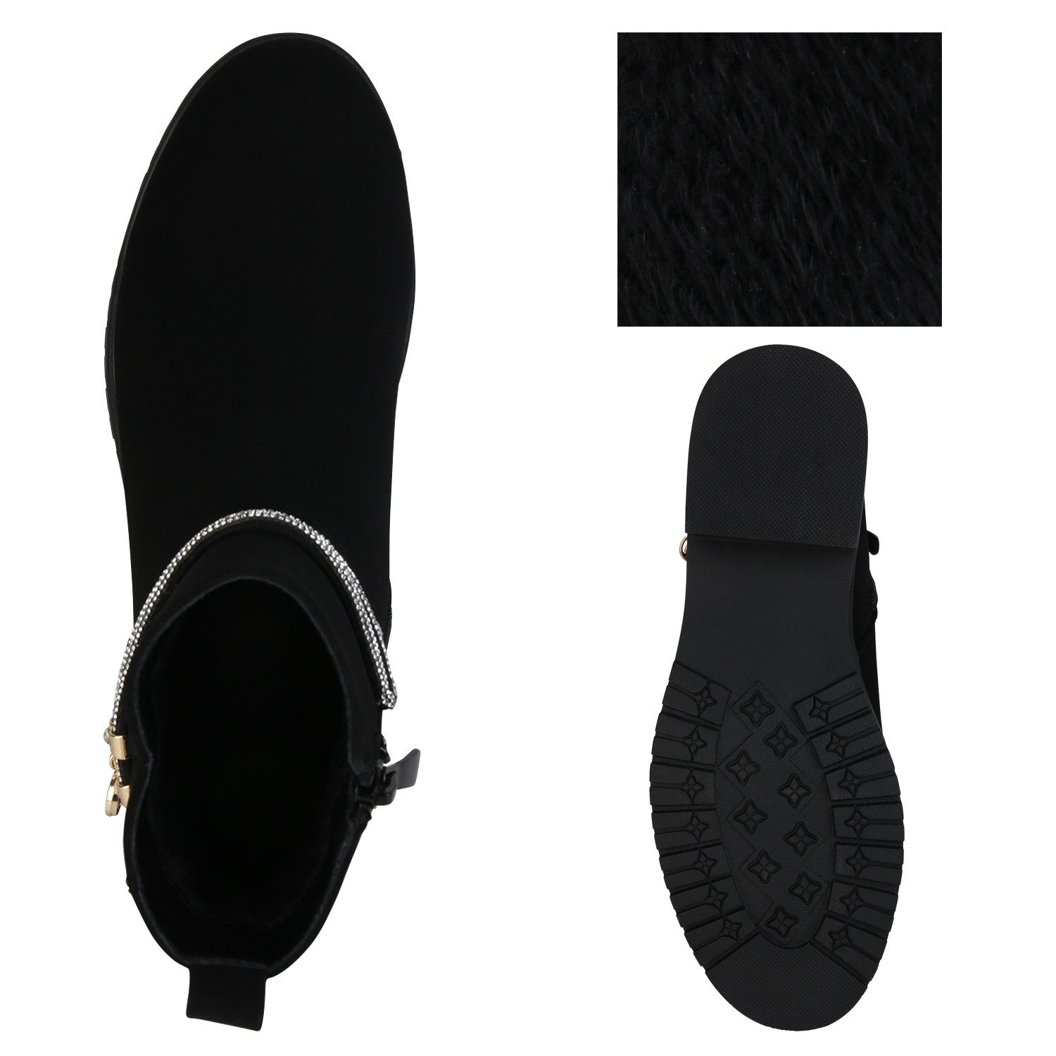 VAN HILL 840507 Stiefelette Damen Leicht Gefütterte Klassische Stiefeletten Zierperlen