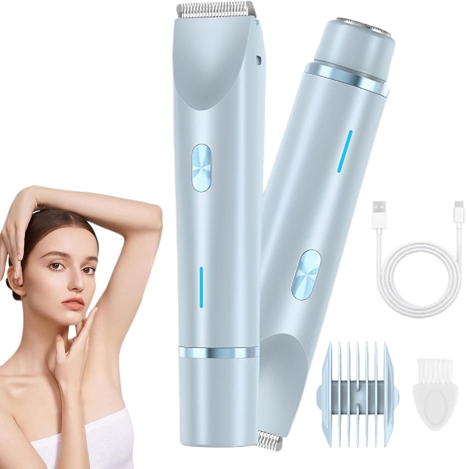 FELIXLEO Elektrokörperrasierer 2-in-1 Damen Körperrasierer Haartrimmer Wasserdicht Bikini Trimmer