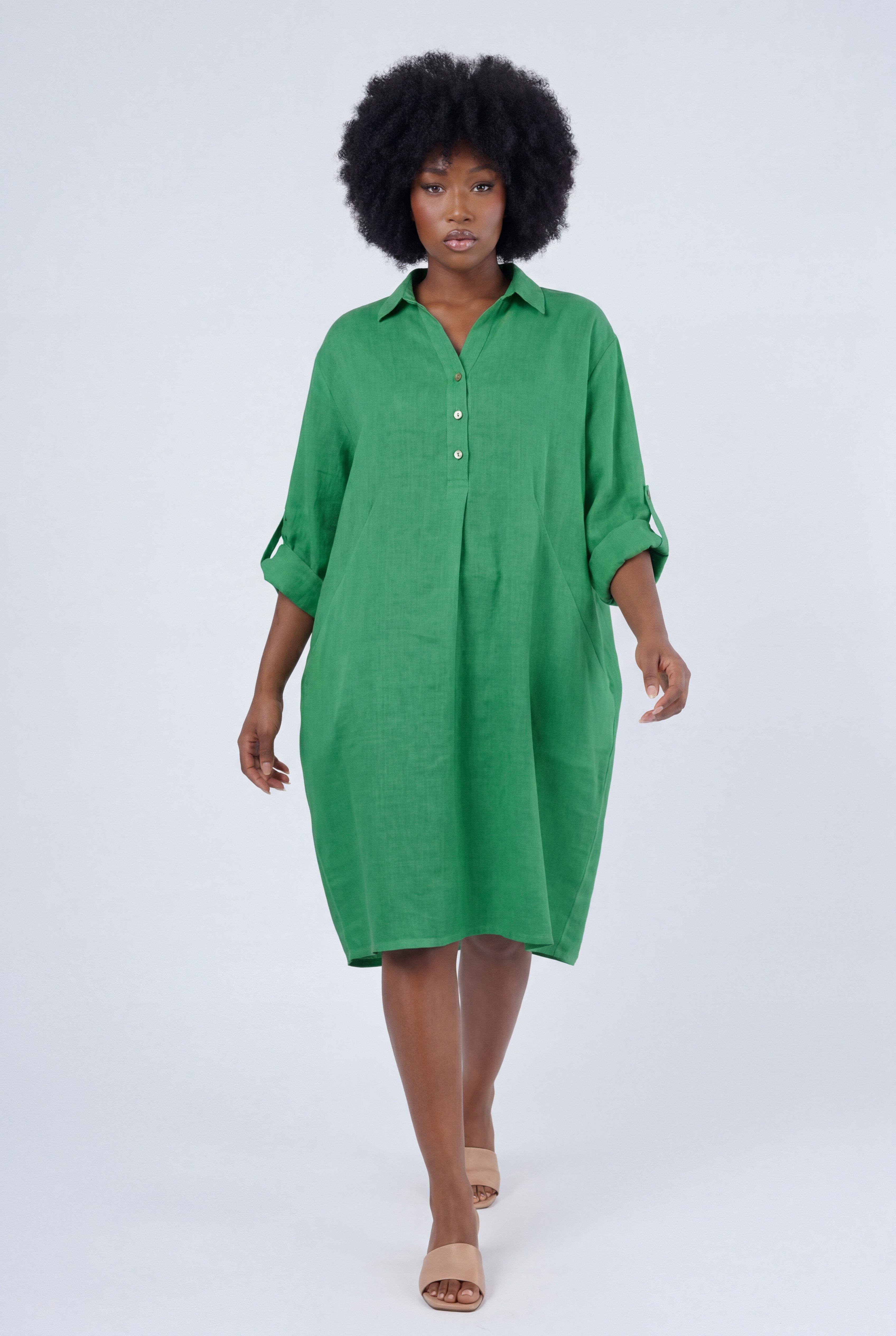 YC Fashion & Style Blusenkleid Leinen-Tunika Oversized One Size in Unifarbe
