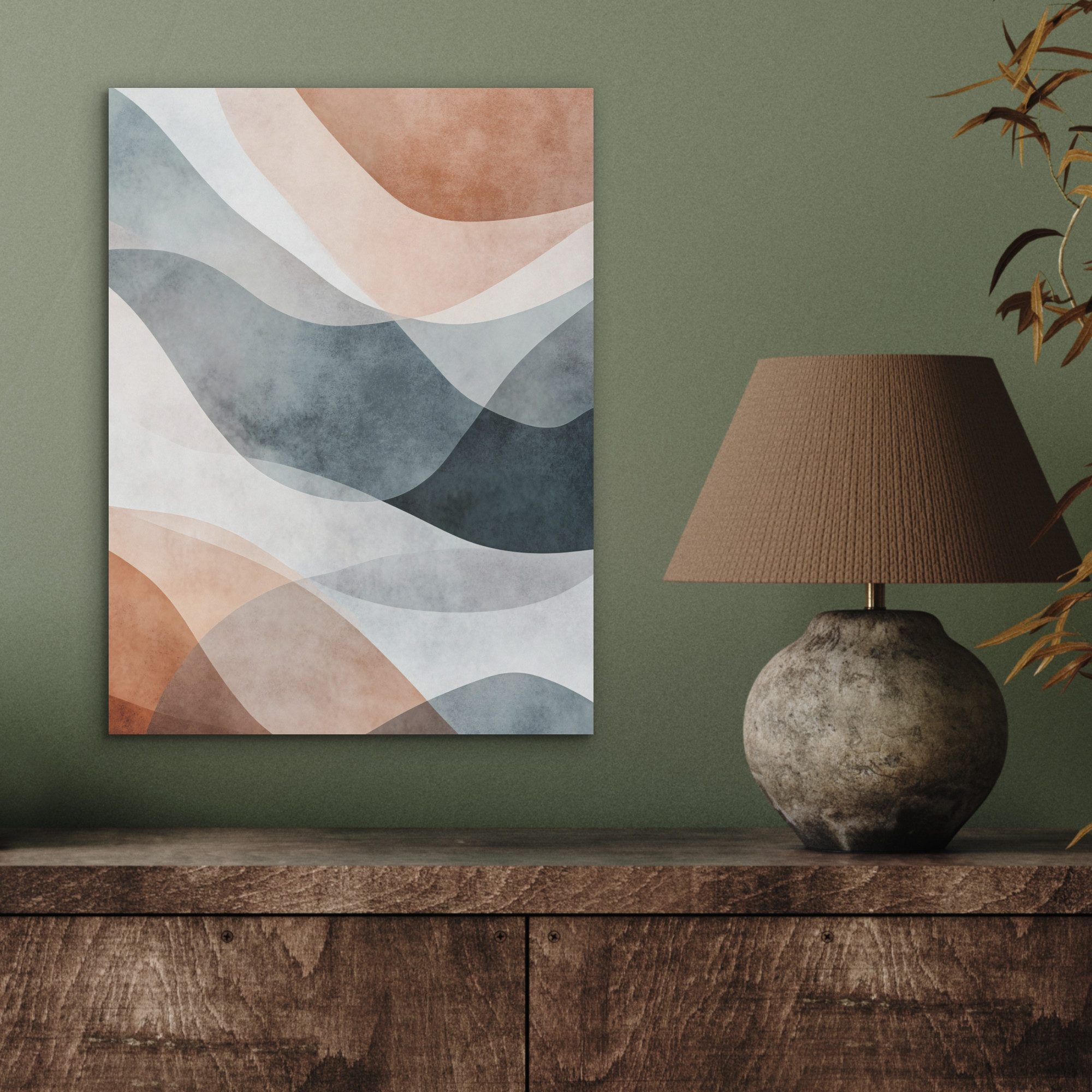 MuchoWow Gemälde Abstrakt - Wellen - Blau, Fotodruck (1 St), Akustikpaneele, Wandpaneele, Schalldämmung, Akustikbilder 30x40 cm