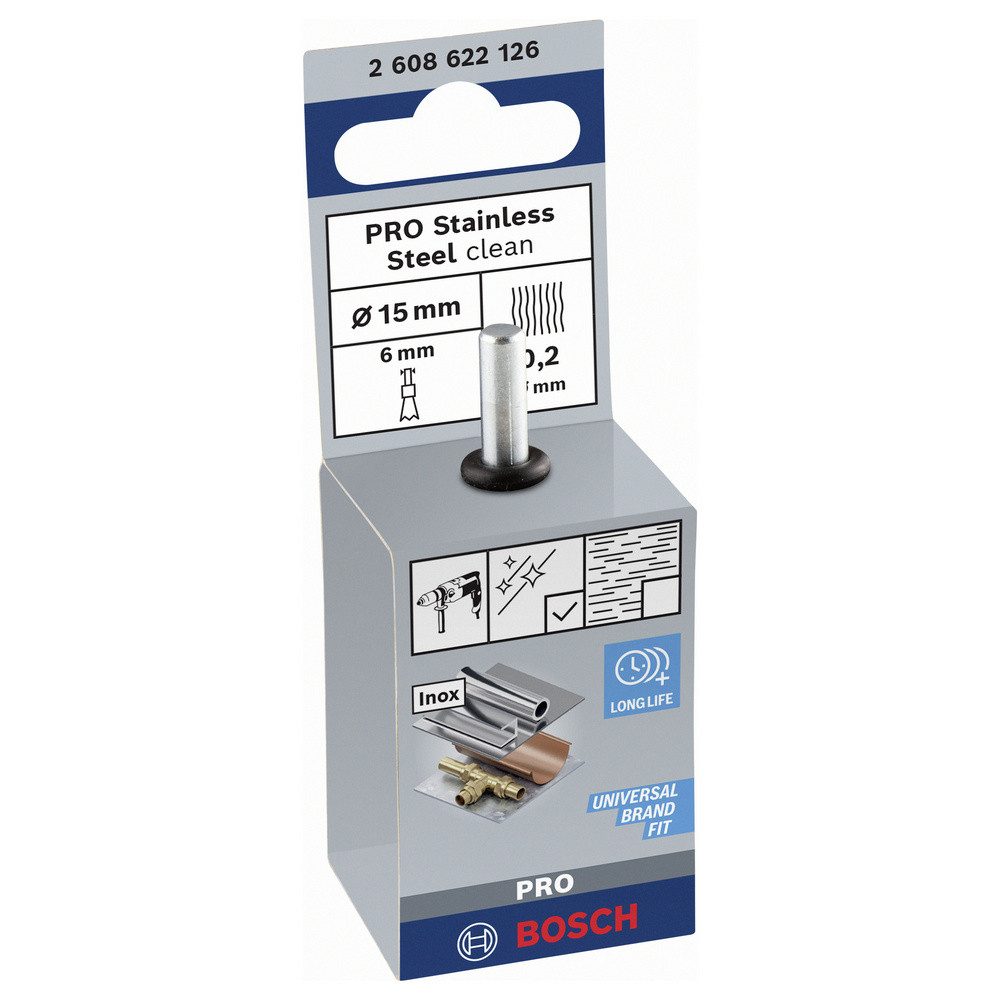 Bosch Accessories Schleifaufsatz Bosch Accessories Pinselbürste, gewellt, rostfrei, 0,2 mm, 15 mm, 4500