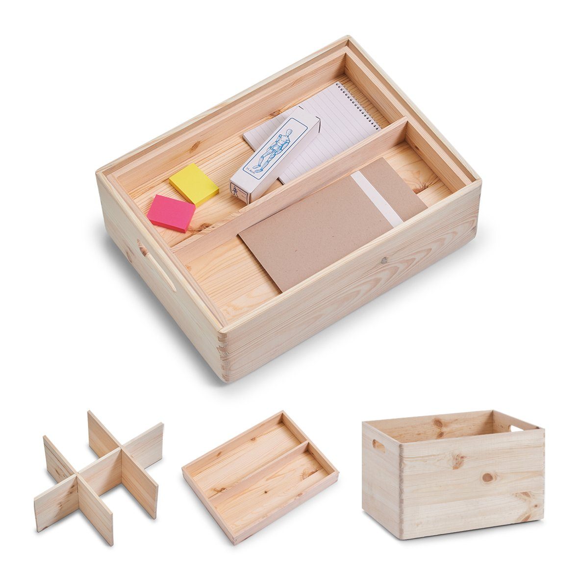 Zeller Present Allzweckkiste n-Set, 3-tlg., Nadelholz, 40 x 30 x 24 cm