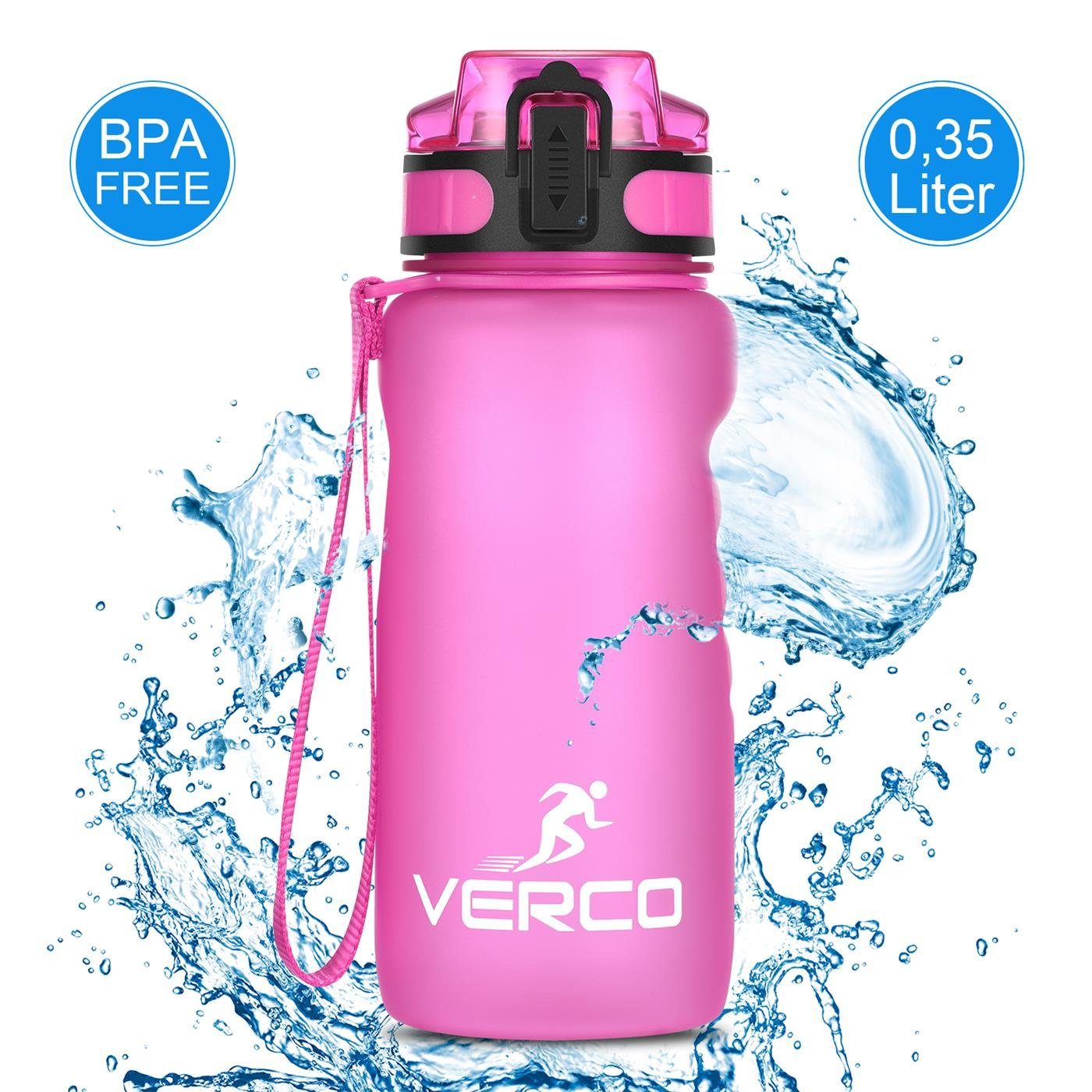 Sport ml Liter Tritan mit Pink nachhaltig 0,35 Wasserflasche Frei Trinkflasche Flasche, wiederverwendbar 350 VERCO BPA Fruchtsieb