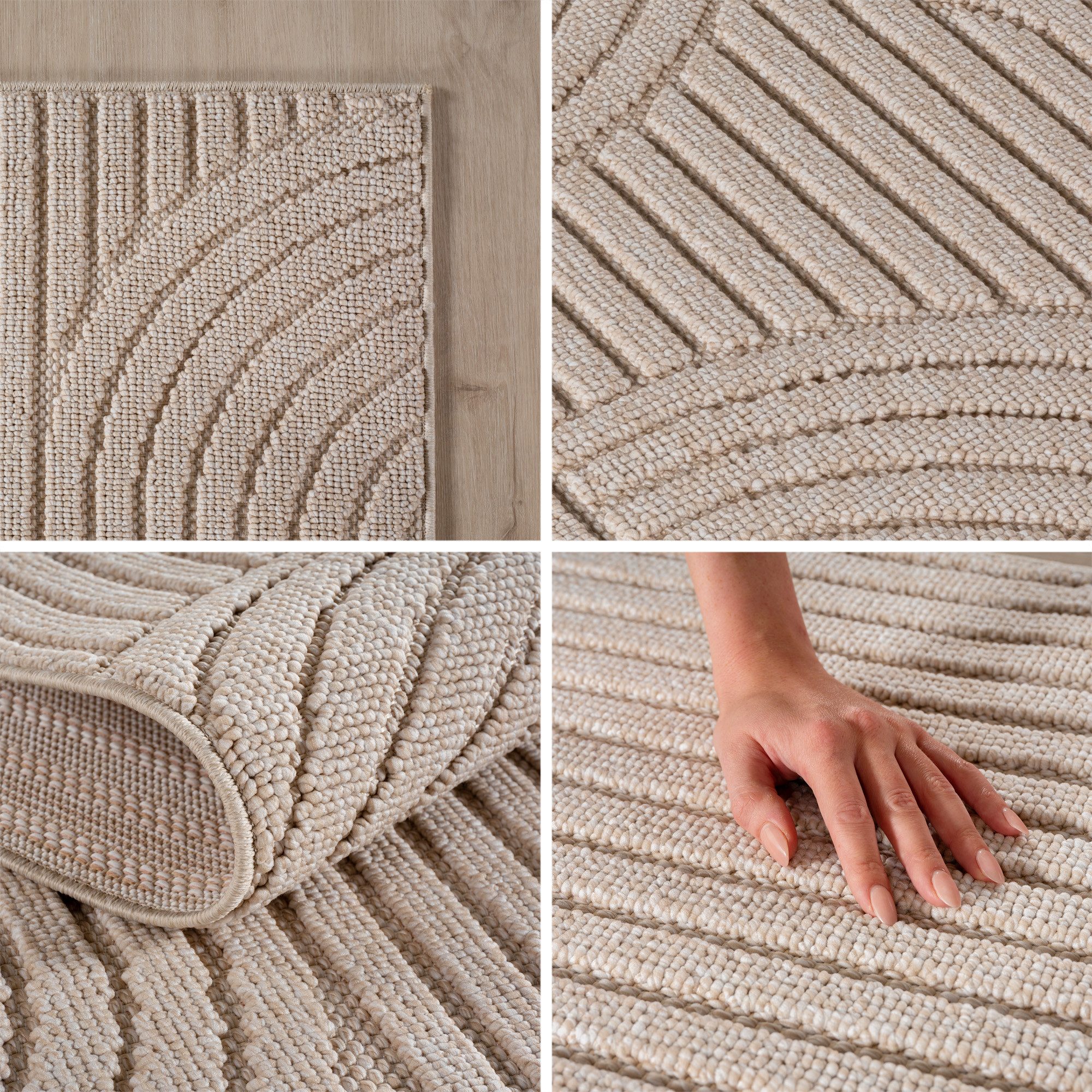 Carpettex Designteppich Einfarbig Boucle Loop, Rund, Höhe: 7 mm, Teppich Wohnzimmer, Schlafzimmer, Gästezimmer