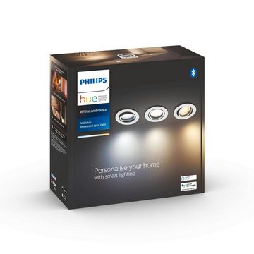 Philips Hue LED Deckenspot Milliskin Einbauspot, LED wechselbar, Leuchtmittel wechselbar