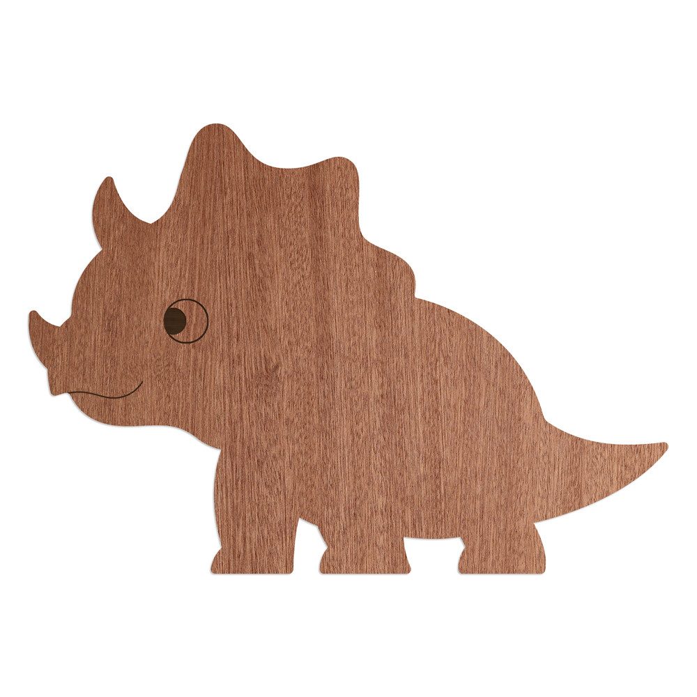 WANDStyle Wanddekoobjekt "Dino Triceratops" aus Holz, Mahagoni-Furnier