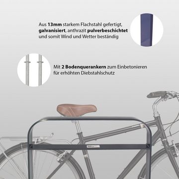 TRUTZHOLM Fahrradständer 5x Fahrrad Anlehnbügel zum Einbetonieren aus Flachstahl mit Knierohr