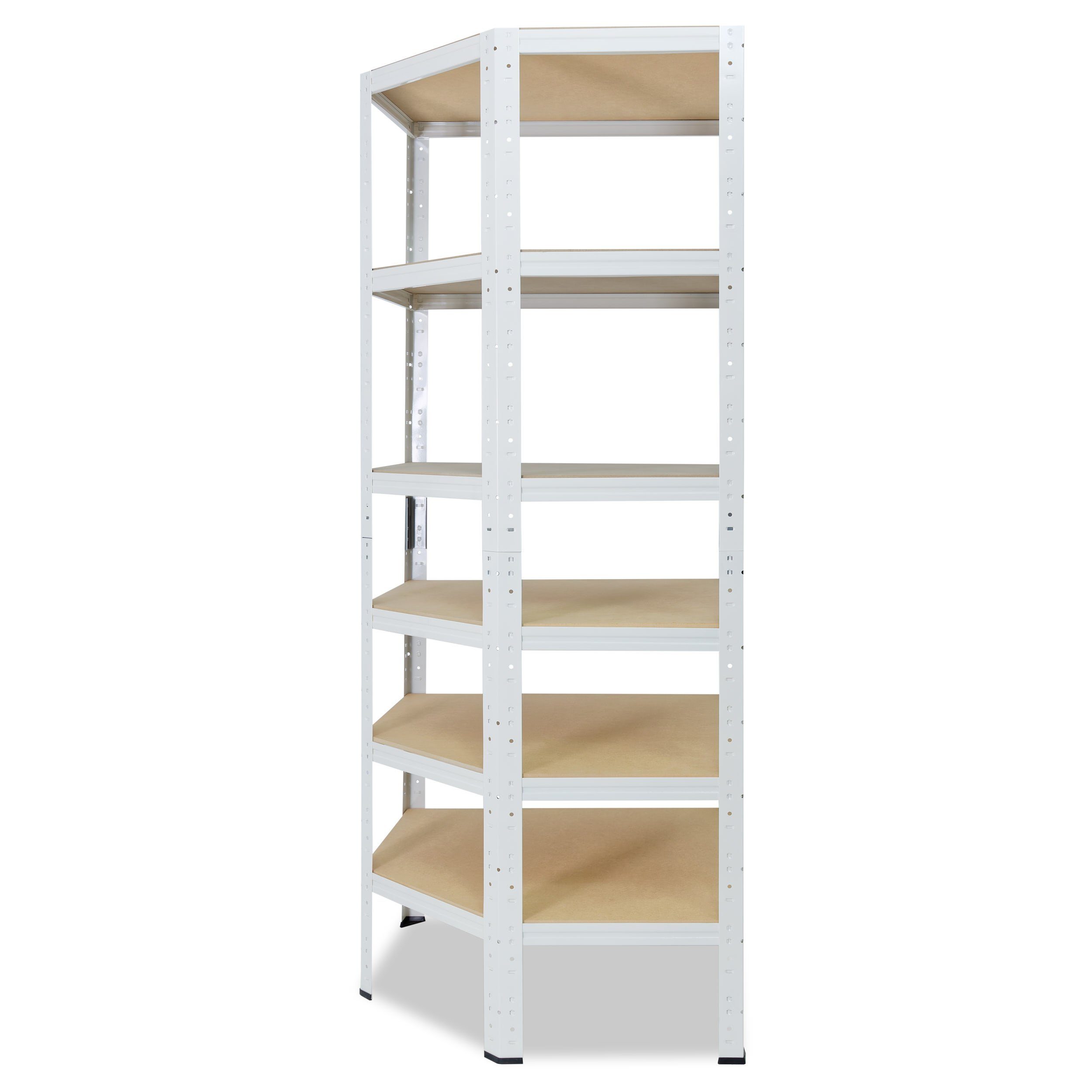 Garagen Eckregal 145kg weiß, shelfplaza 6 Shelf Schwerlastregal Regal Keller verzinkt Böden, Eckregal Corner HOME, Metall stehend Tragkraft 180x80x50cm mit Ecke, Eckregal Steckregal