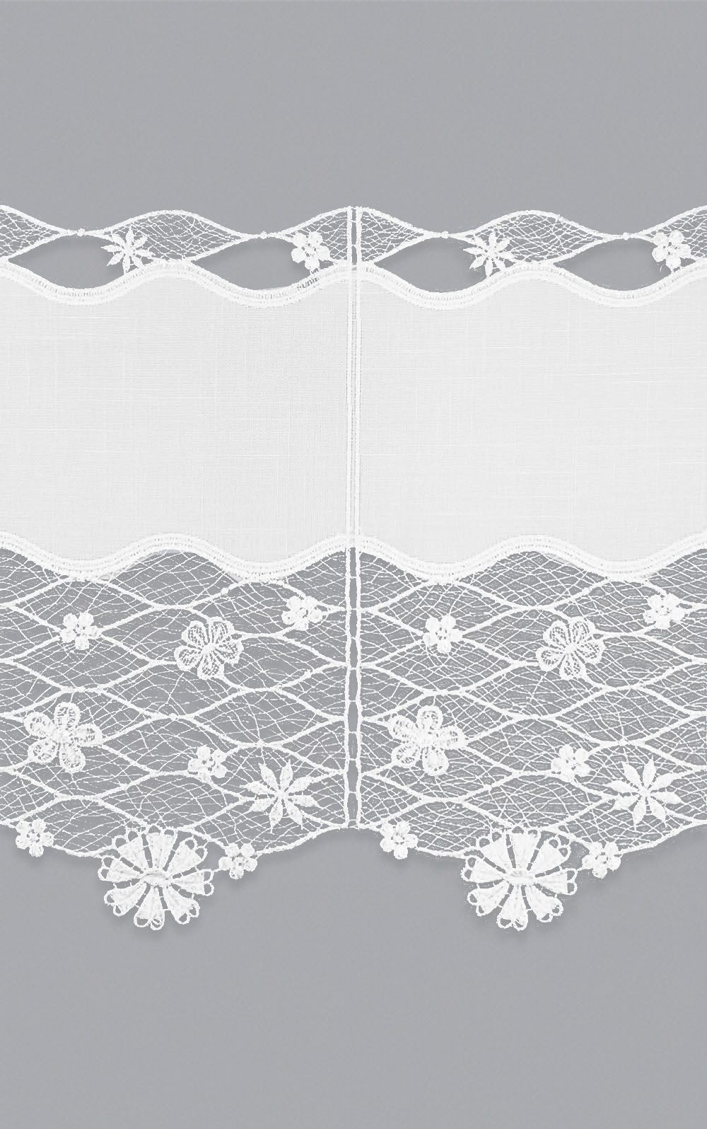 Plauener Spitze® Scheibengardine Blütenmeer (1 St), transparent, HxB 32x48cm