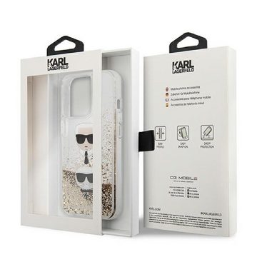 KARL LAGERFELD Handyhülle Case iPhone 13 Pro Cover Glitzer gold 6,1 Zoll, Kantenschutz