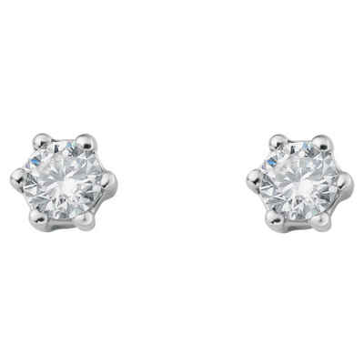 ONE ELEMENT Paar Ohrstecker 0.1 ct Diamant Brillant Ohrringe Ohrstecker aus 750 Weißgold, Damen Gold Schmuck