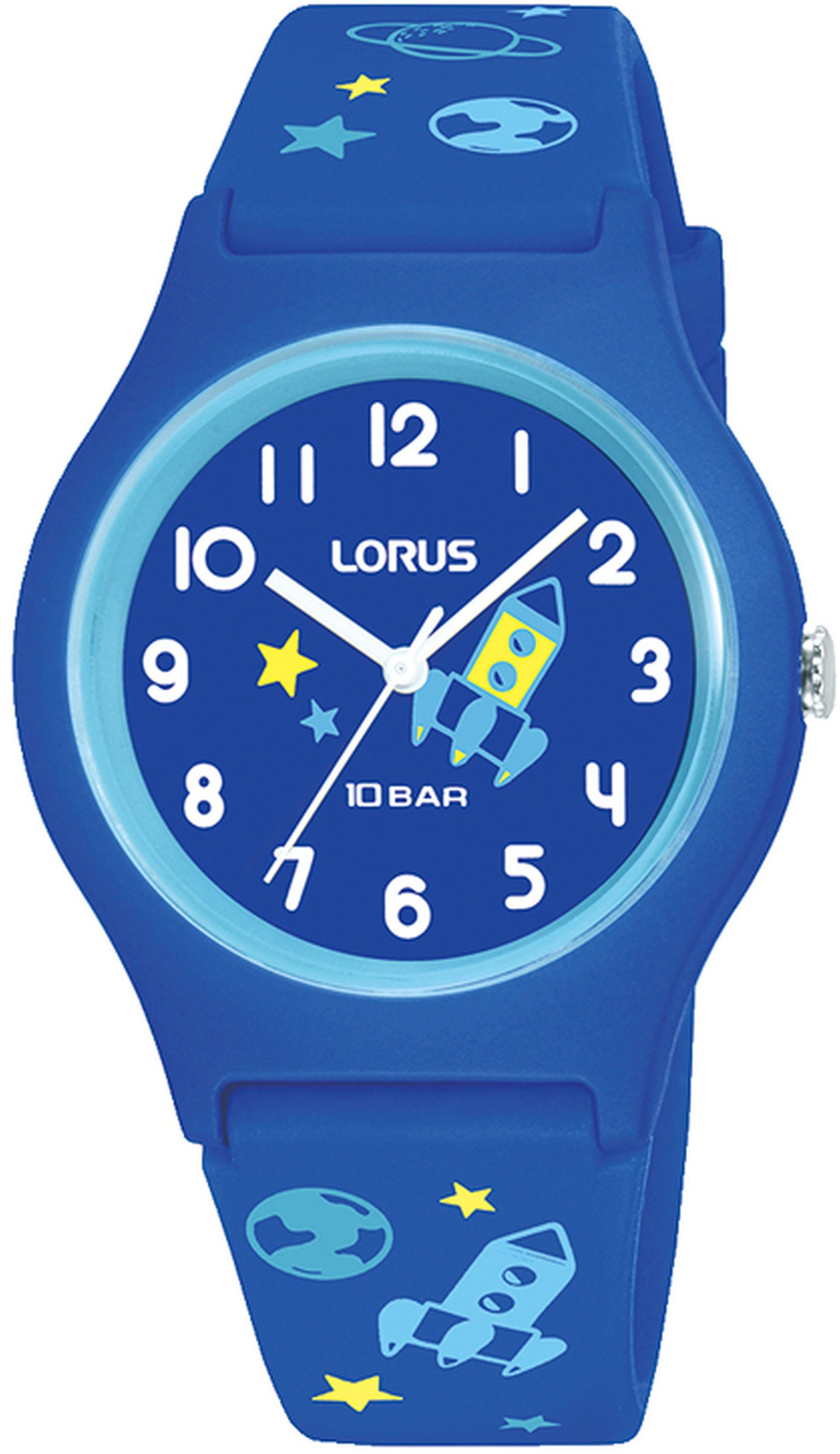 LORUS Quarzuhr RRX45HX9, Armbanduhr, Kinderuhr, Erde, Weltall, Silikonarmband, Geschenk