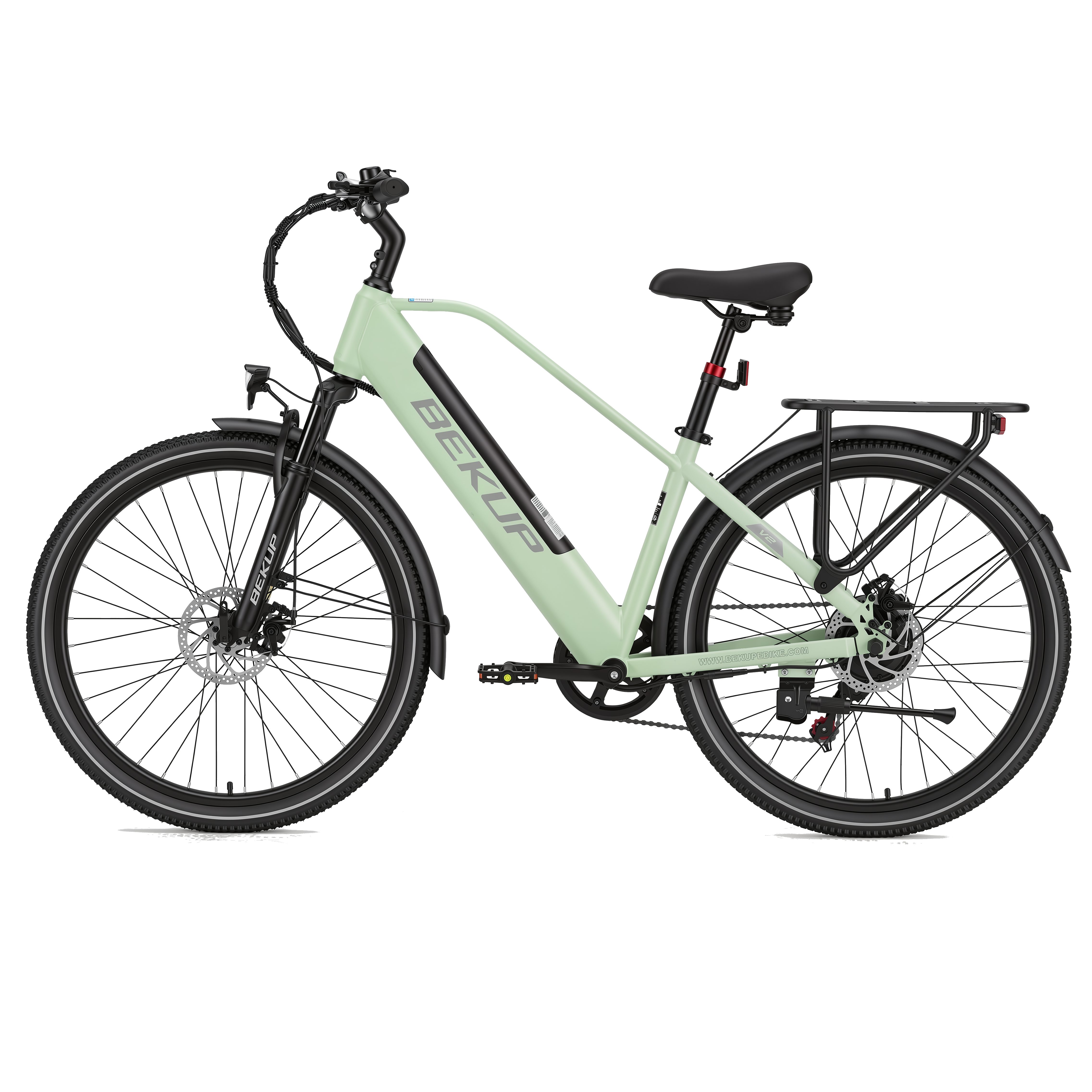 BEKUP E-Bike Cityrad V2 26 Zoll Trekkingrad, 522 Wh Akku, 45 Nm, Herren u. Damen, 7 Gang Shimano Shimano Tourney TZ Schaltwerk, Kettenschaltung, Heckmotor, 522 Wh, (Komplettset, E-Bike inklusive Akku und Ladegerät), Cityrad für Arbeitsweg und Wochenendtouren, bis zu 75 km Reichweite